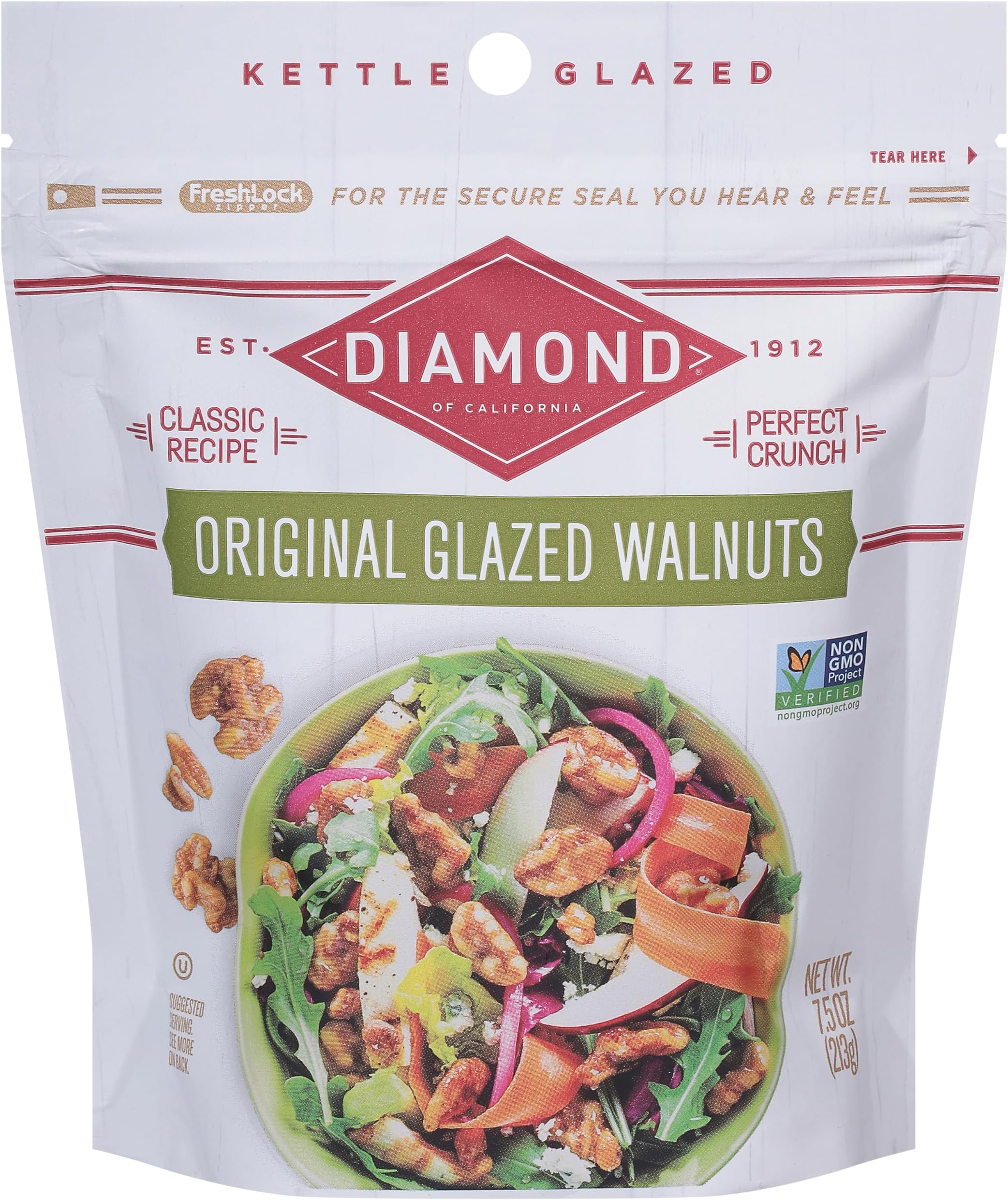 Diamond of California Original Glazed Walnuts + Nut Toppings, 7.5 Ounce