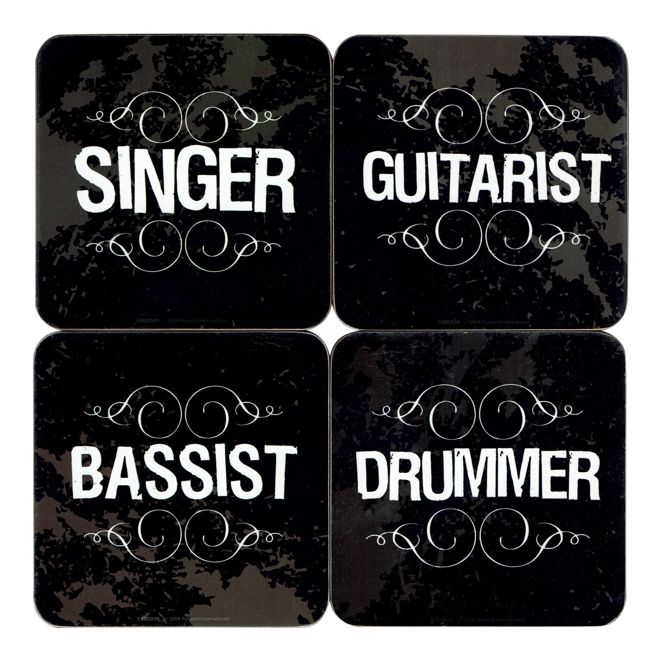 The Band 4 Coaster Set Official Drinks Protective Melamine Cover with Cork Base, Multi-Colour, 10 x 10 cm