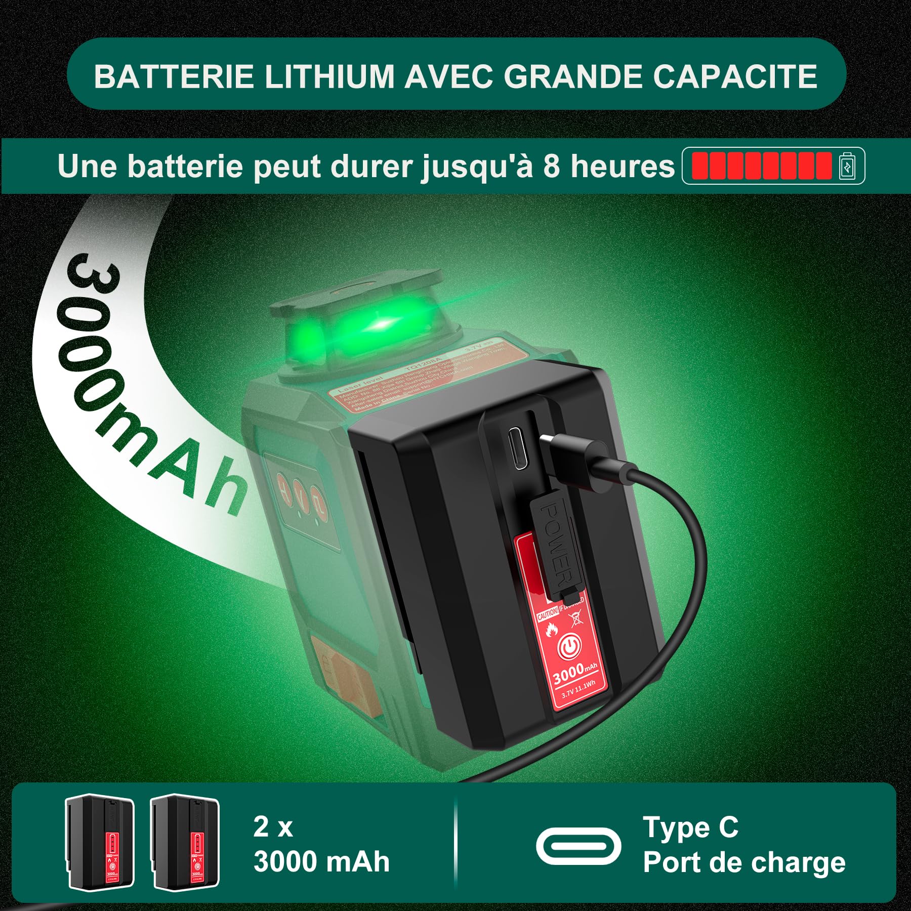HYCHIKA Nivel Laser Autonivelante 360 Grados, Nivel Láser con Trípode 12 Líneas, 1 x 360° Horizontal y 2 x 360° Verticales, 2 x 3000 mAh Batería, Control Remoto, Bolsa de tela, IP54