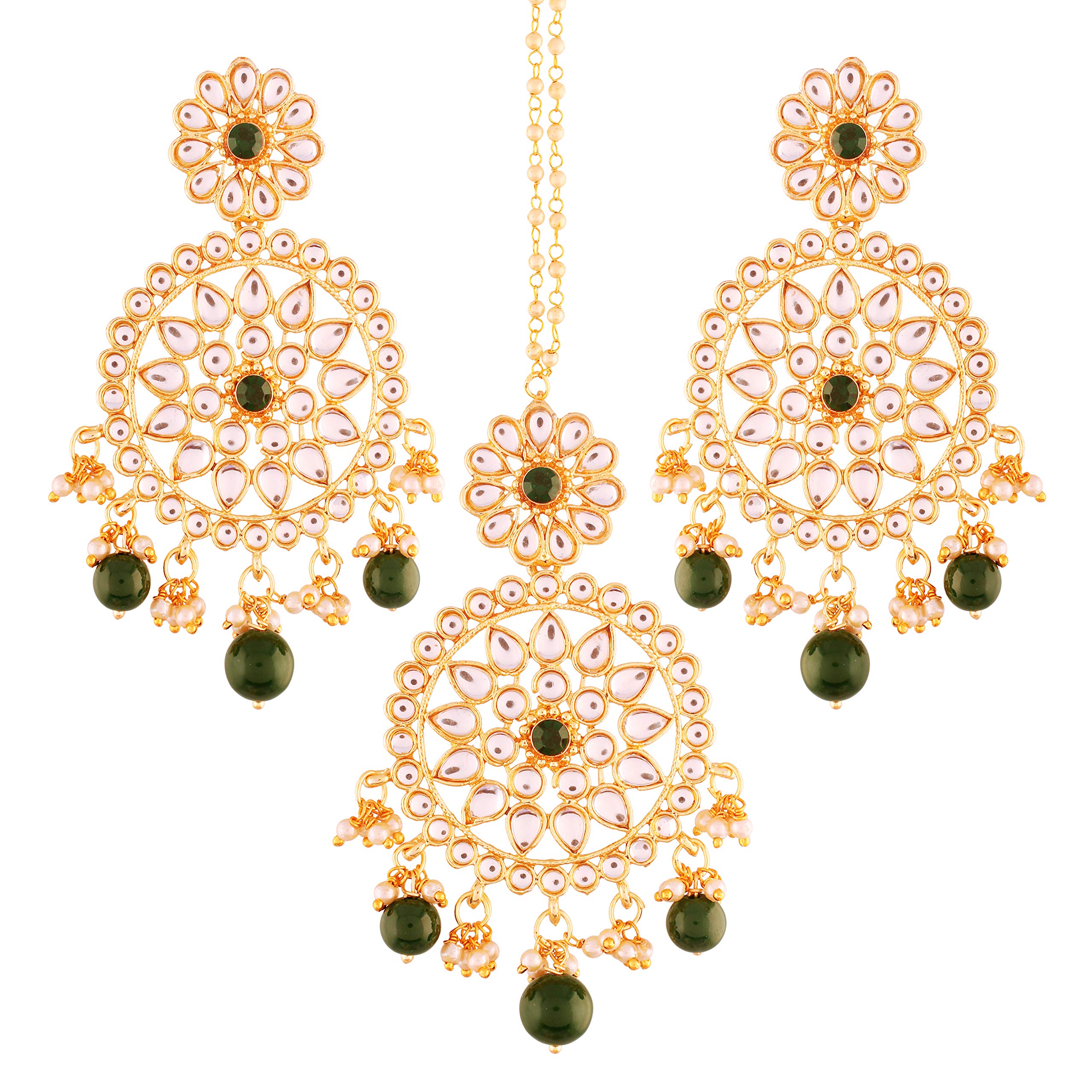 I Jewels Women Gold Plated Traditional Kundan & Pearl Chandbali Earrings With Maang Tikka Set (Te2462M-1) (B08PZCXX7B) Amazon Price History, Amazon Price Tracker