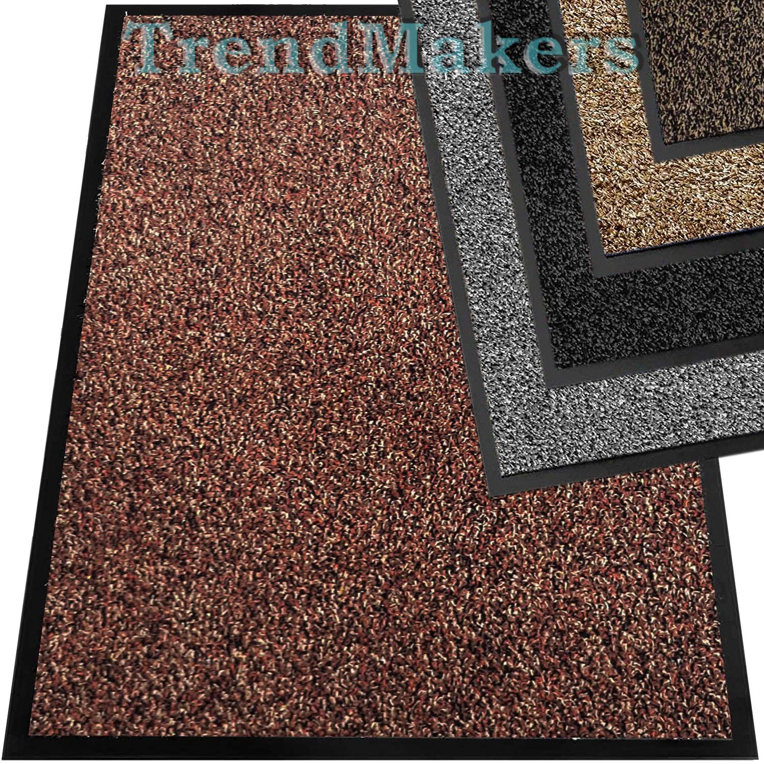 TrendMakers Heavy Duty Dirt Trapper Door Mats | Soft Cotton Barrier Mats Non-Slip Dirt Catcher | Home, Office, Kitchen, Carpets - 15 Sizes - - 50cm x 80cm (RUST Cotton Fibers) — image 1