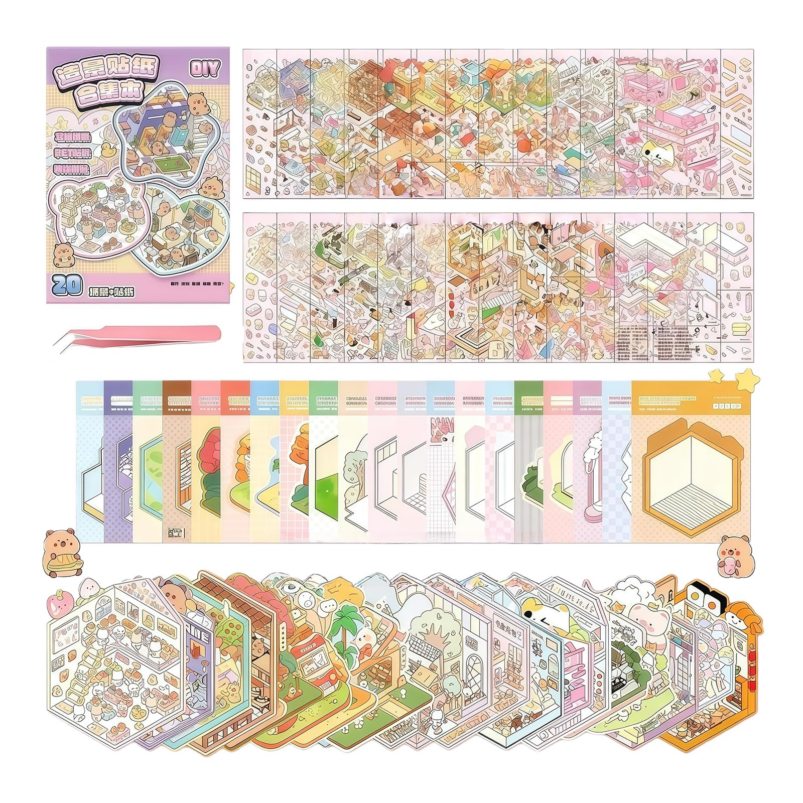 Sticker Booklets Artistic Decorative Sticker for Scrapbooking Journaling Art, Album, Bullets Journaling, Journals Kid