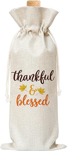 Bolsa de vino de Acción de Gracias, bolsa de regalo de vino bendecido de otoño para inauguración de la casa, cumpleaños, regalos de Navidad,