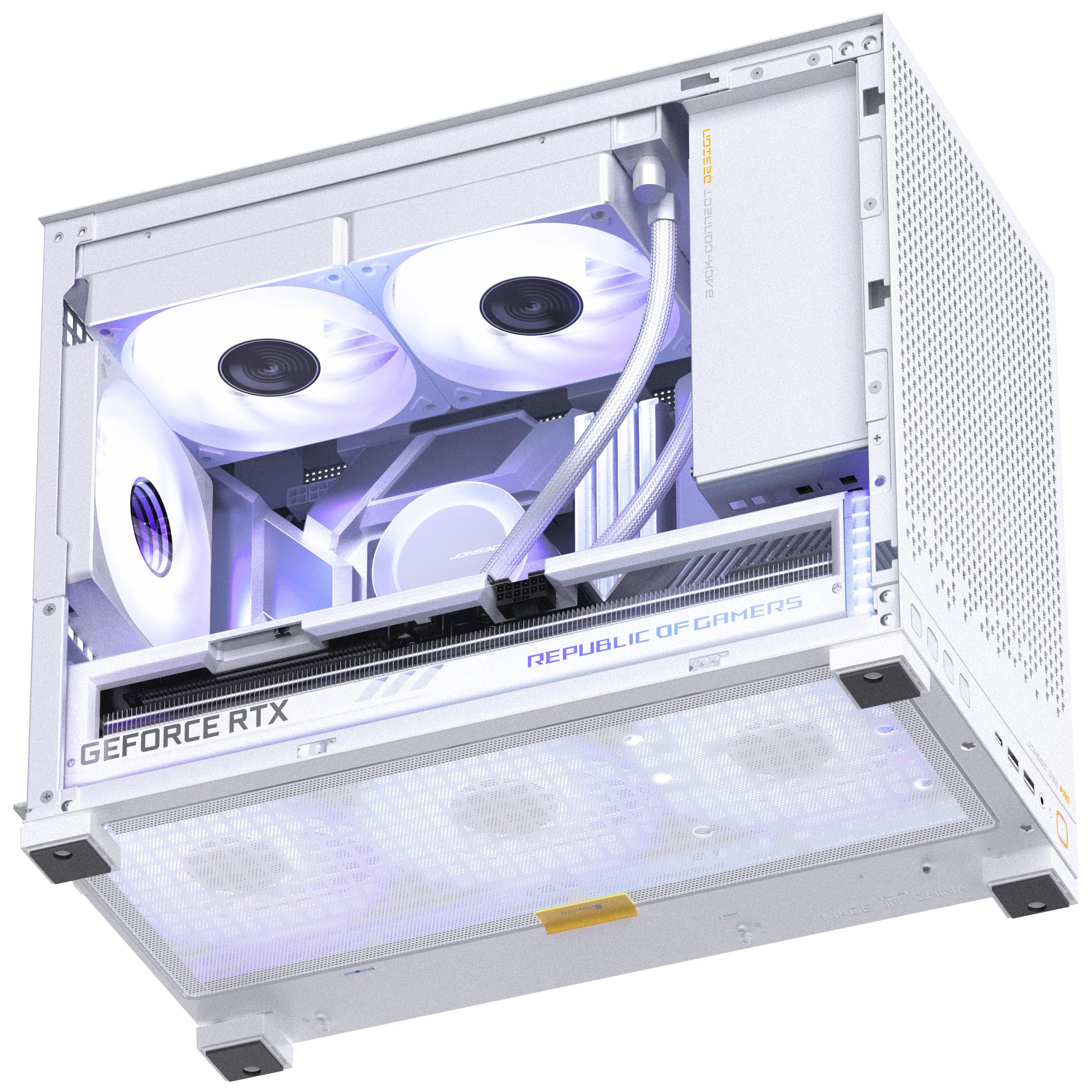 Jonsbo D32 PRO Mesh PC-Gehäuse Weiß – Kompaktes mATX-Case mit Back-Connect-Support, Staubfiltern & High-End-Kühlung