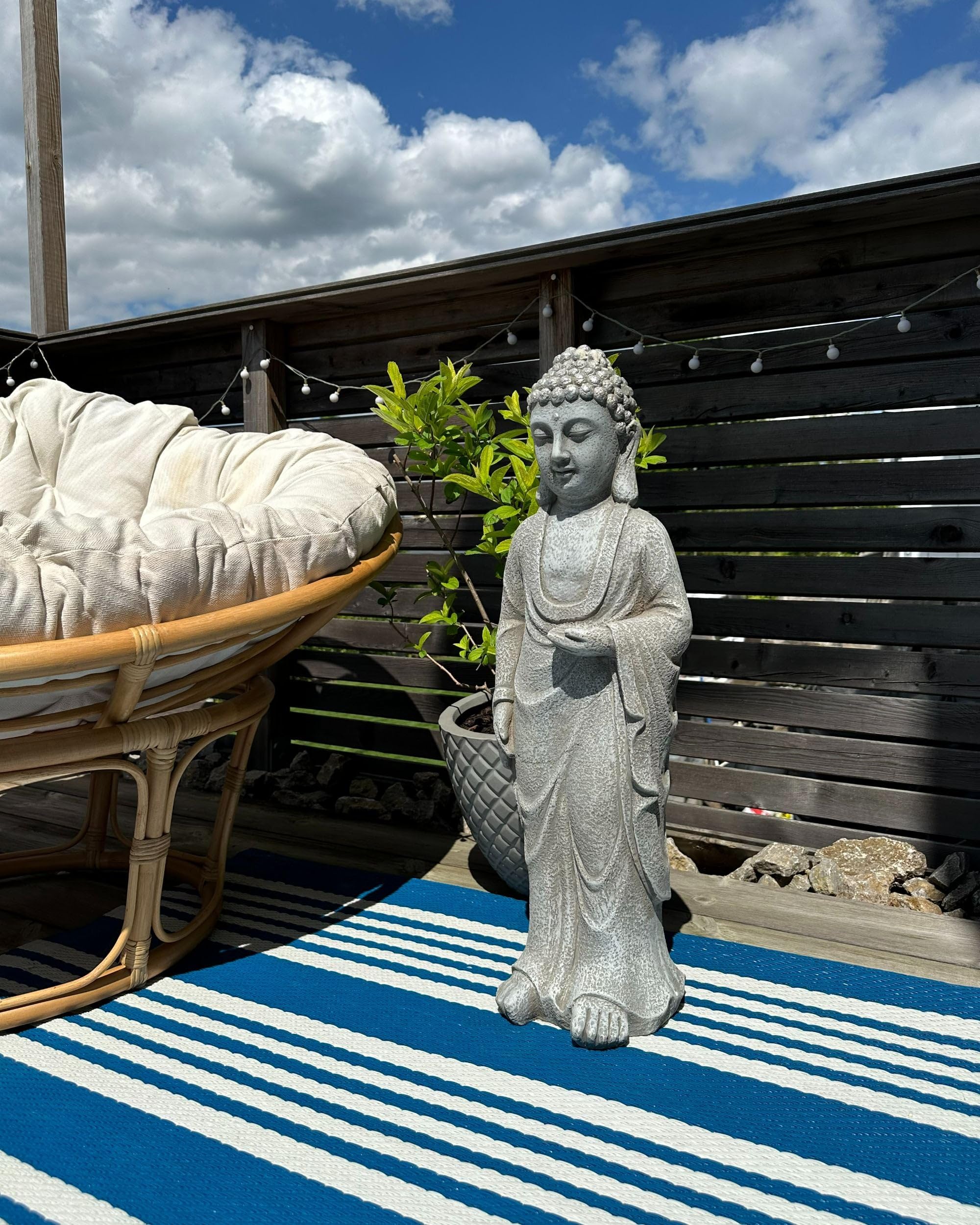 Beliani Figura Decorativa MgO Buda decoración de jardín Interior Exterior Gris Thoiry