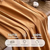 Vista 4 de JELLYMONI Funda nórdica de lino tamaño individual, color ámbar naranja