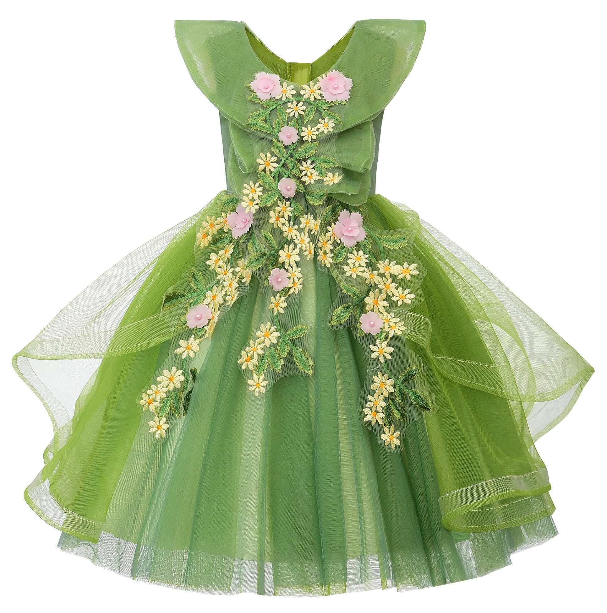 Vestido de princesa de tul con flores 3D y forro cómodo para niña 8