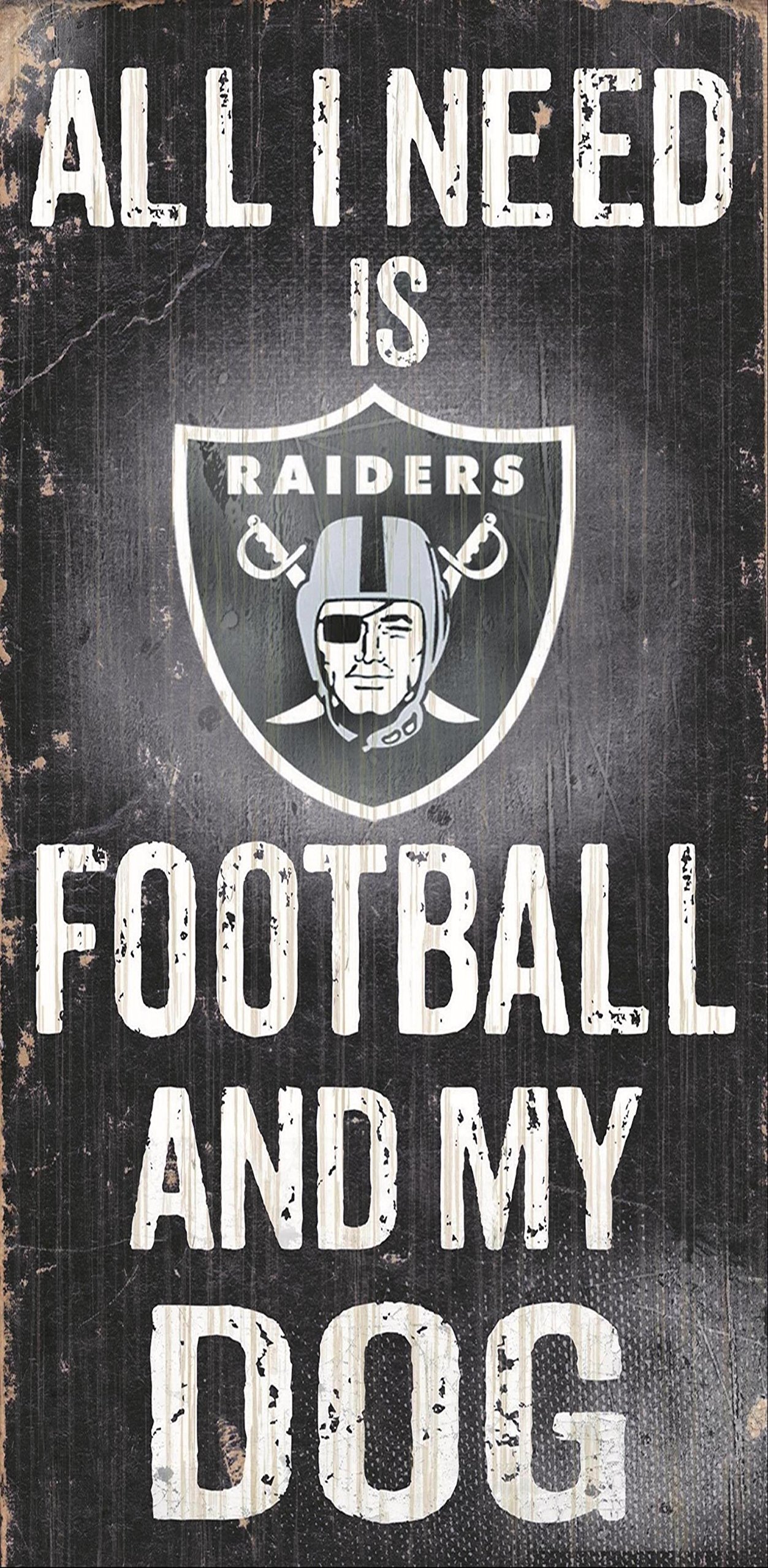 Fan Creations Oakland Raiders Wood Sign - Football and Dog 6"x12"