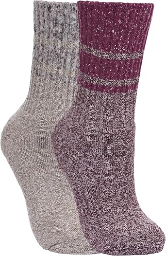 Trespass Womens/Ladies Hadley Hiking Boot Socks (2 Pairs) (5/8 US) (Grape Wine/Oatmeal)