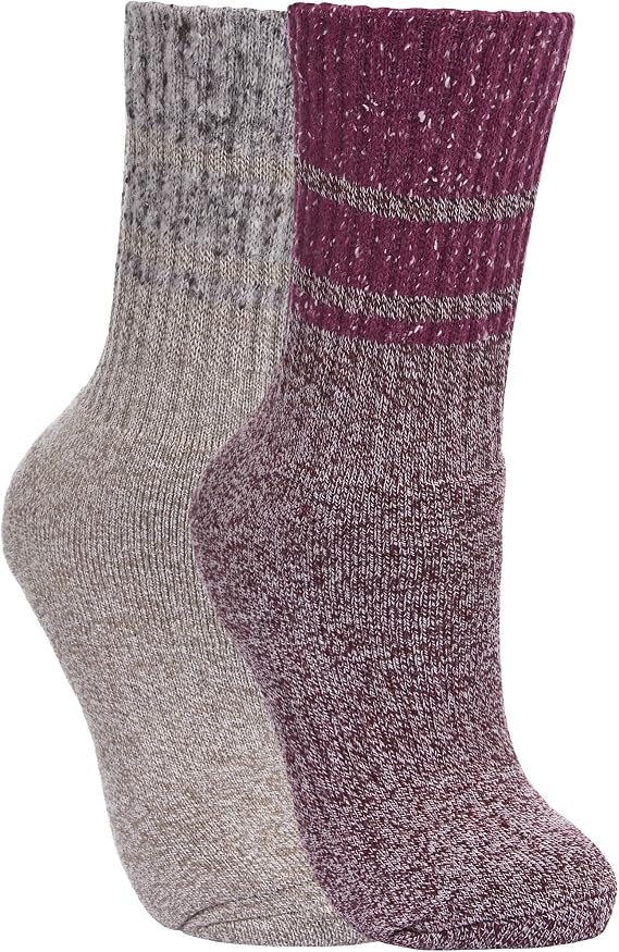 Trespass Womens/Ladies Hadley Hiking Boot Socks (2 Pairs) (5/8 US) (Grape Wine/Oatmeal)