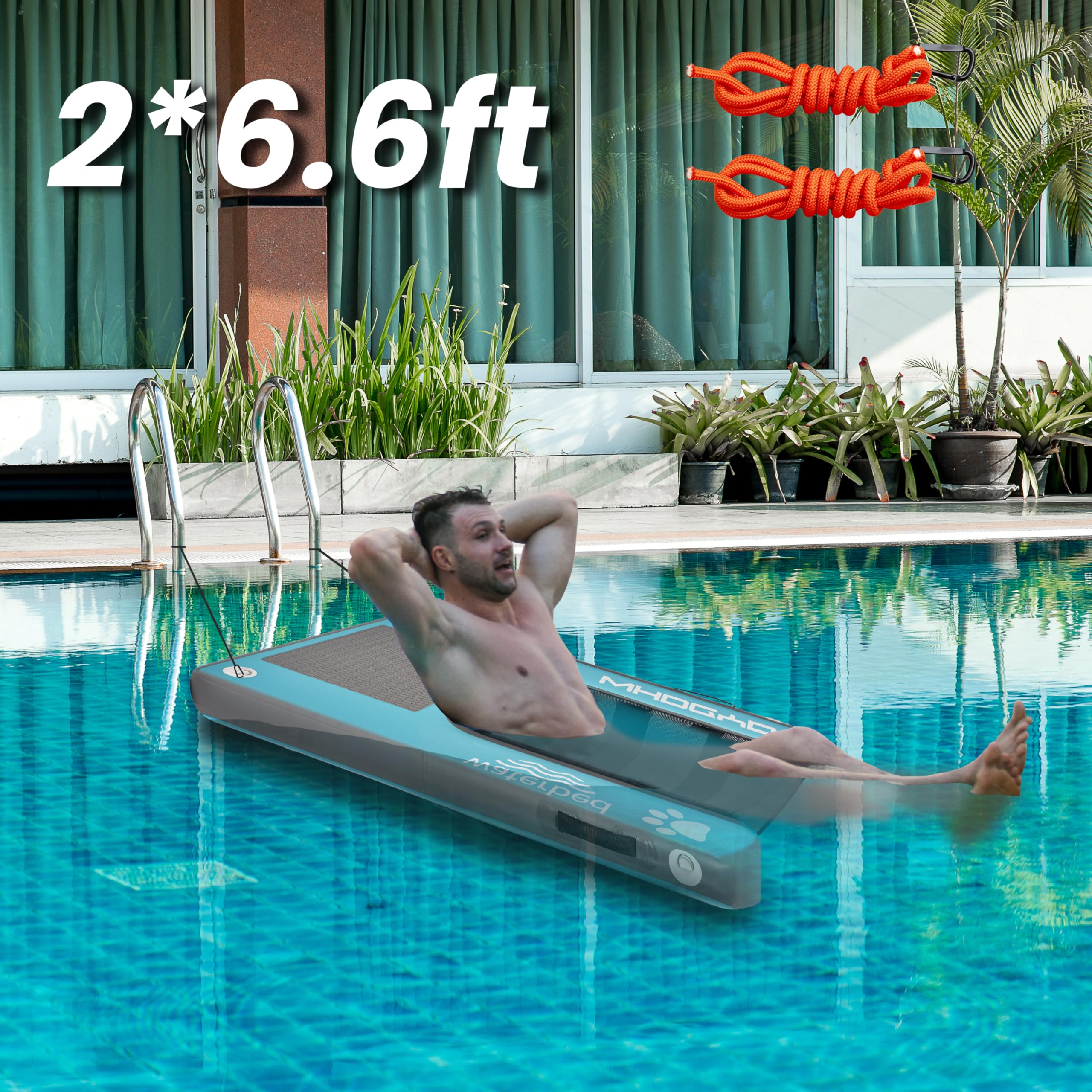 Scaletta gonfiabile per cani con rampa galleggiante per piscine, barche, banchine, cani, scaletta per animali domestici, fino a 90,7 kg, per uso umano, frisbee