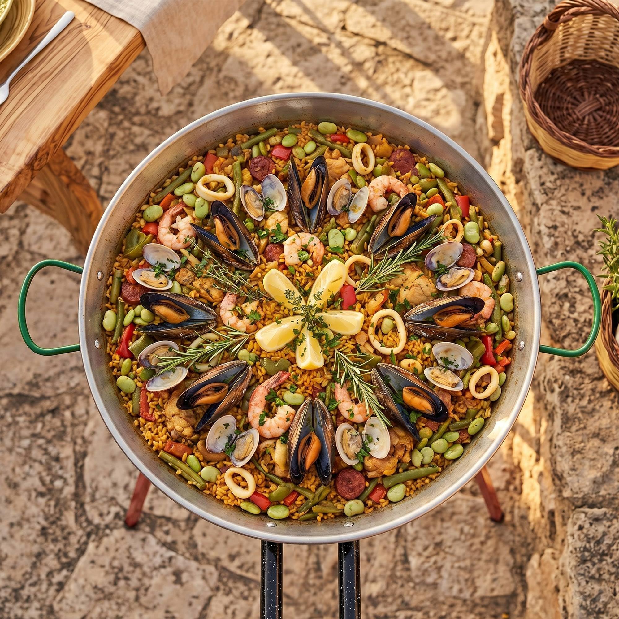 San Ignacio Set paella lucidata 46 cm bruciatore 400 mm collezione LA DEHESA
