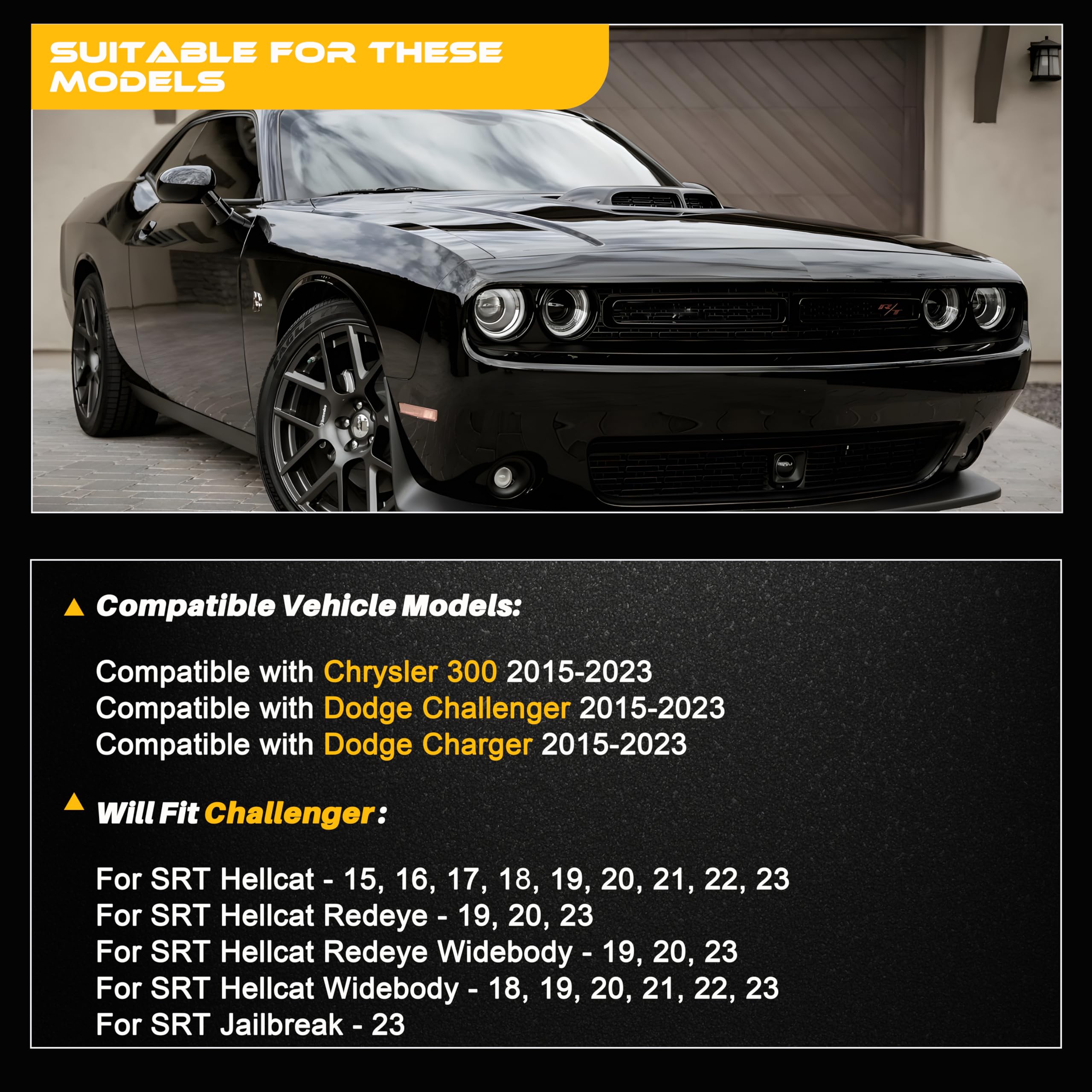 Billet Rear Differential Brace Compatible with Dodge Charger Challenger,for Chrysler 300 2015-2023 Hellcat Srt Scat 392 Redeye (black)