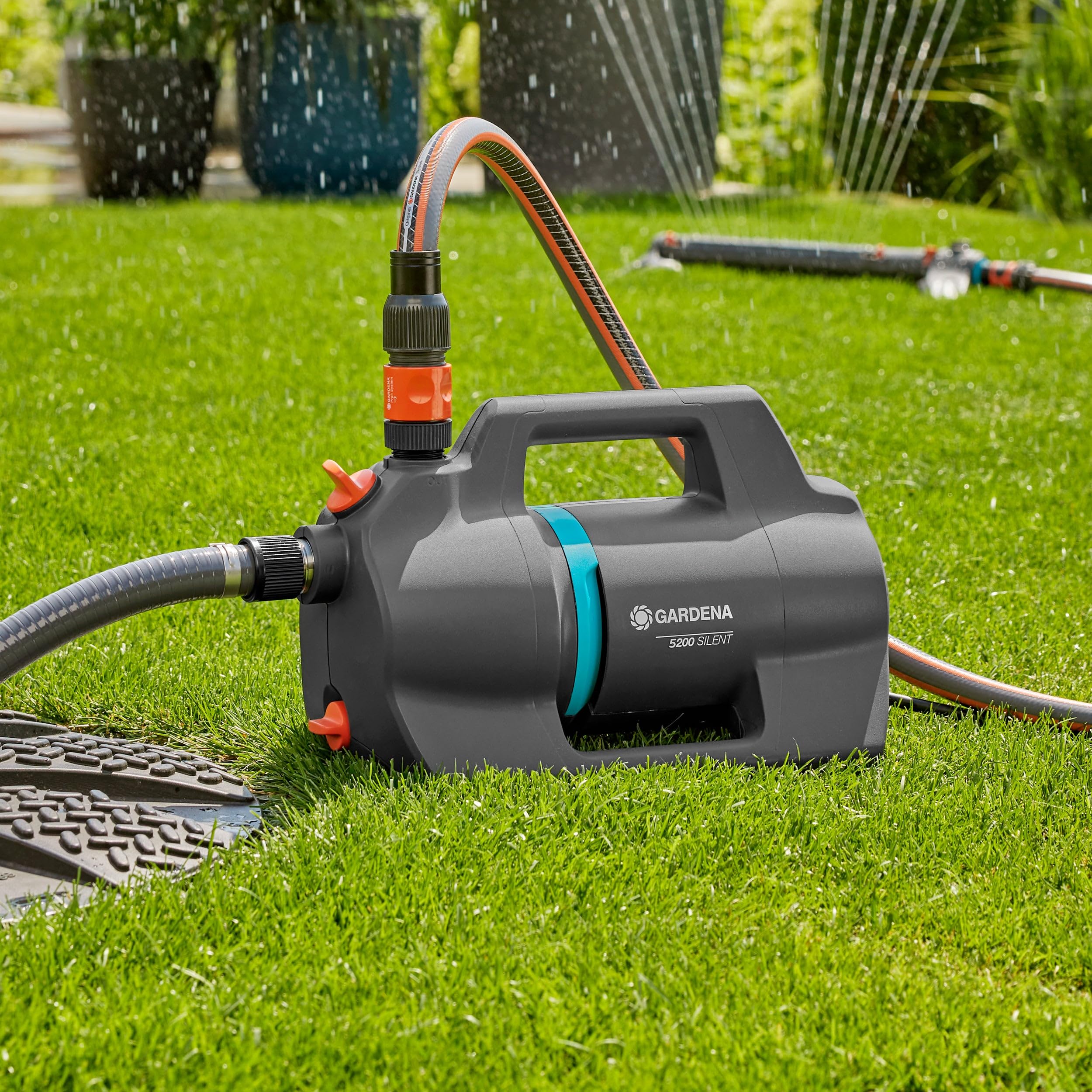 Gardena Pompa Ogrodowa 5200 Silent Pompy o 26% Większy Przepływ Przy Takim Samym Zużyciu Energii, Niski Poziom Hałasu, Wodoszczelna Obudowa Odporna na Promieniowanie UV (9084-20)
