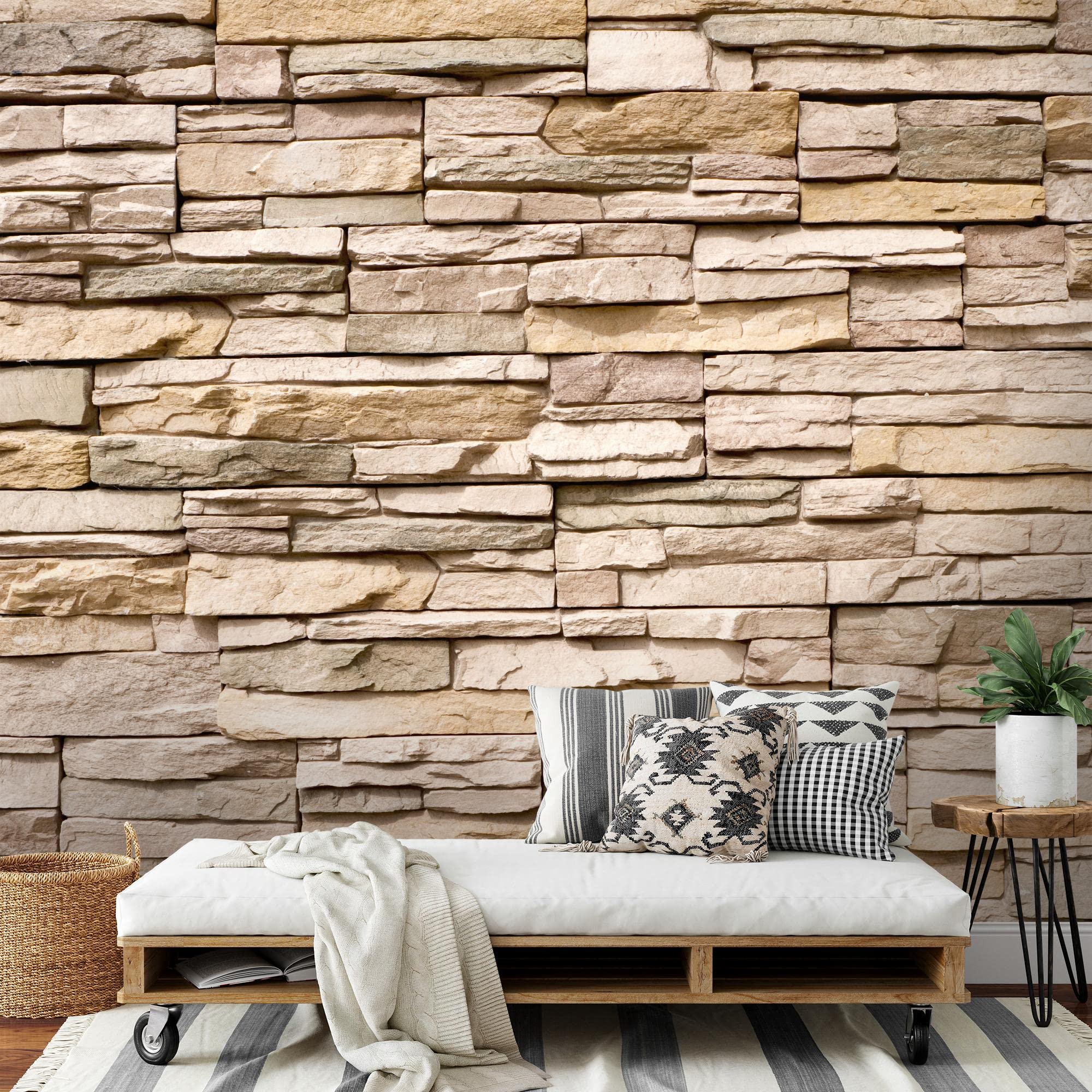 Runa Art Carta da parati fotografica Effetto Steinwand 3D 352 x 250 cm Vello Sfondo Murale XXL Moderne Decorazione Soggiorno Camera De Letto Sala Ufficio Marrone 9019011b