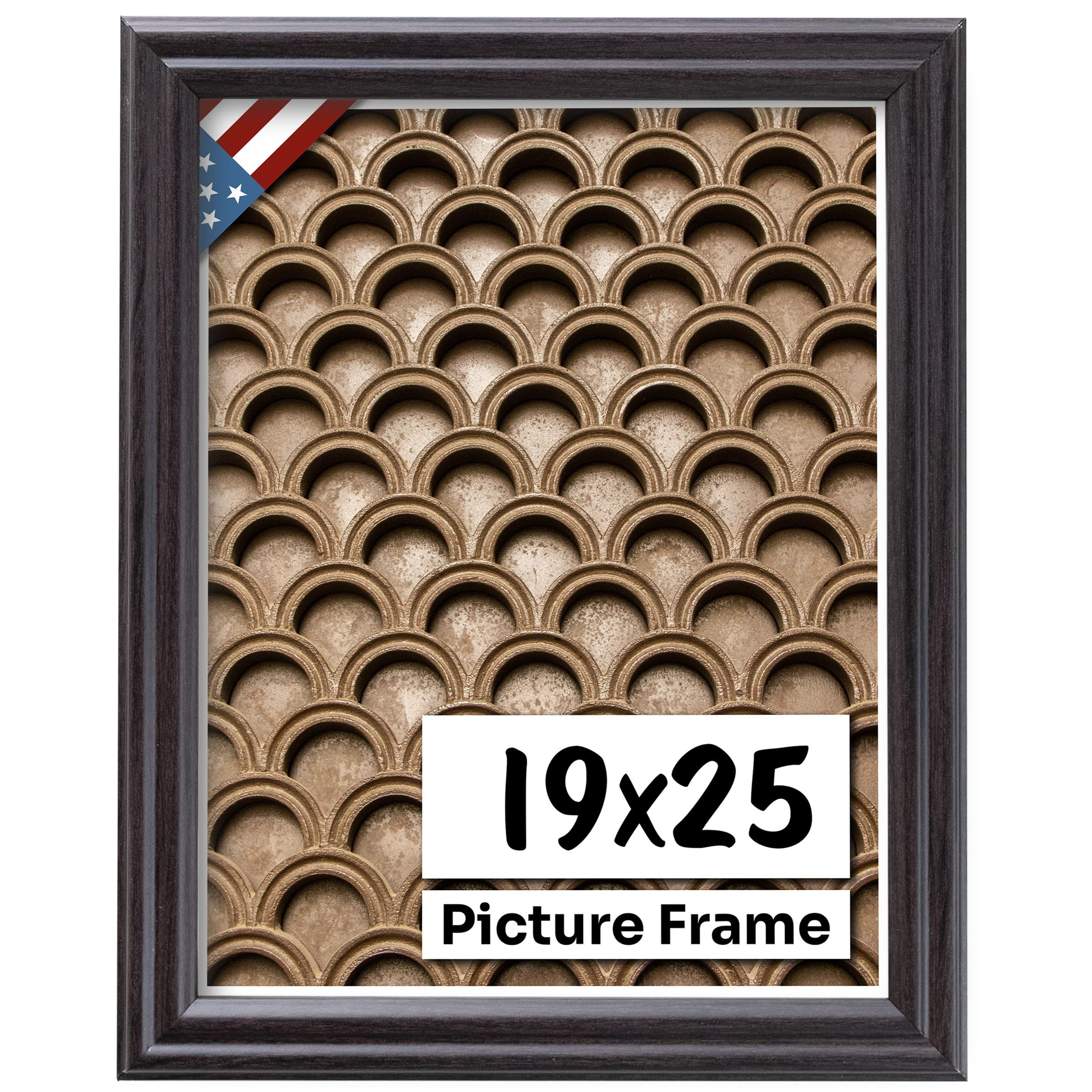 US Art Coffee Brown 19x25 Picture Frame .75" Inch Wide - Dark Brown Wall Decor Handmade Solid Wood Frames with Preinstalled Hangers and UV Blocking