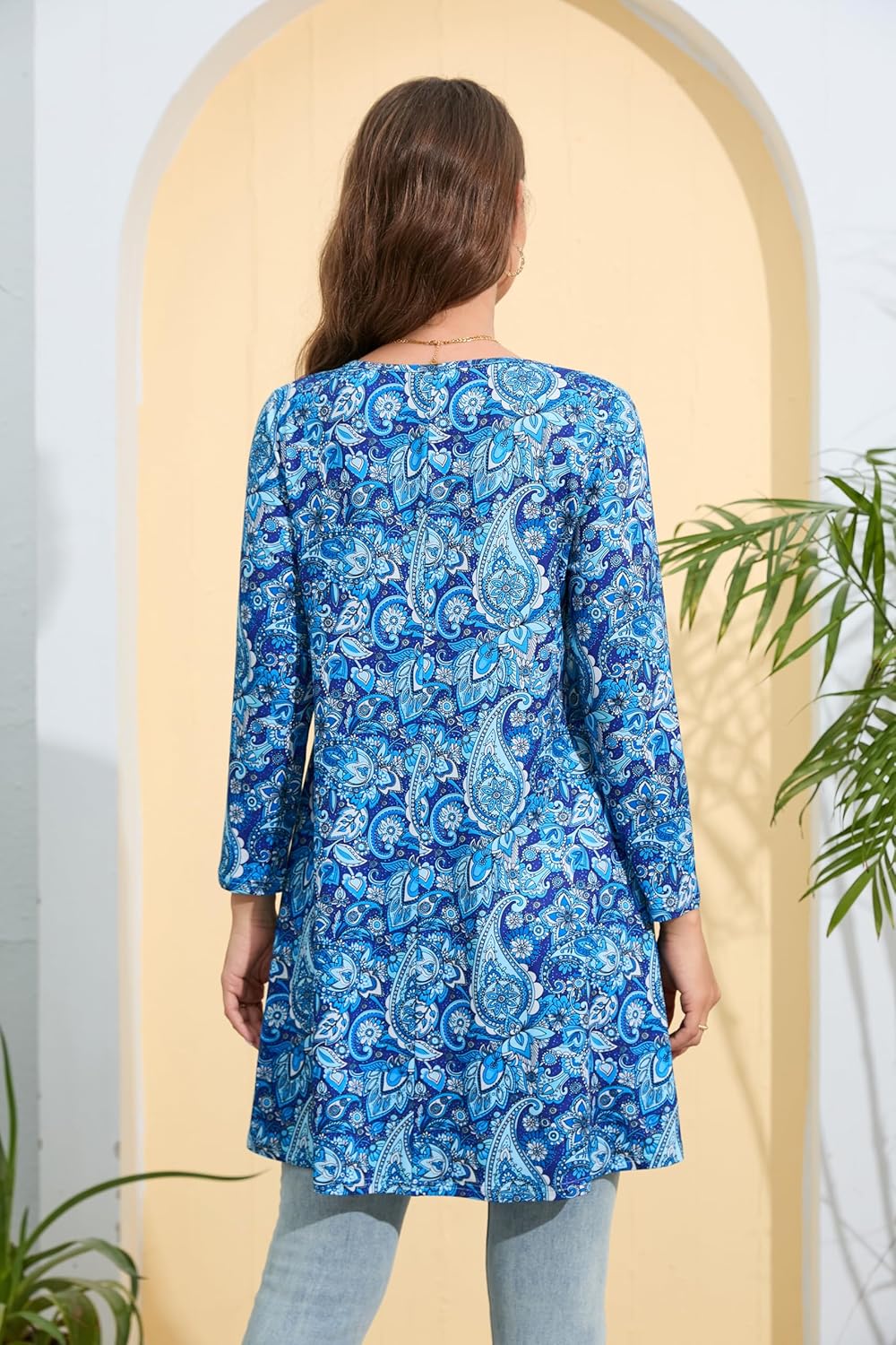 ENMAIN Womens Tunic Tops 3/4 Sleeve Dressy Casual Plus Size Tunic To Wear With Leggings Swing Shirt Loose Fit Blouses - Image 5