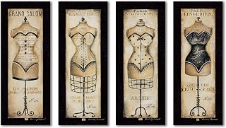 Gango Home Decor Paris Lingeries; Vintage Paris Bustier and Corset Ad Panels; Four 8X20 Prints
