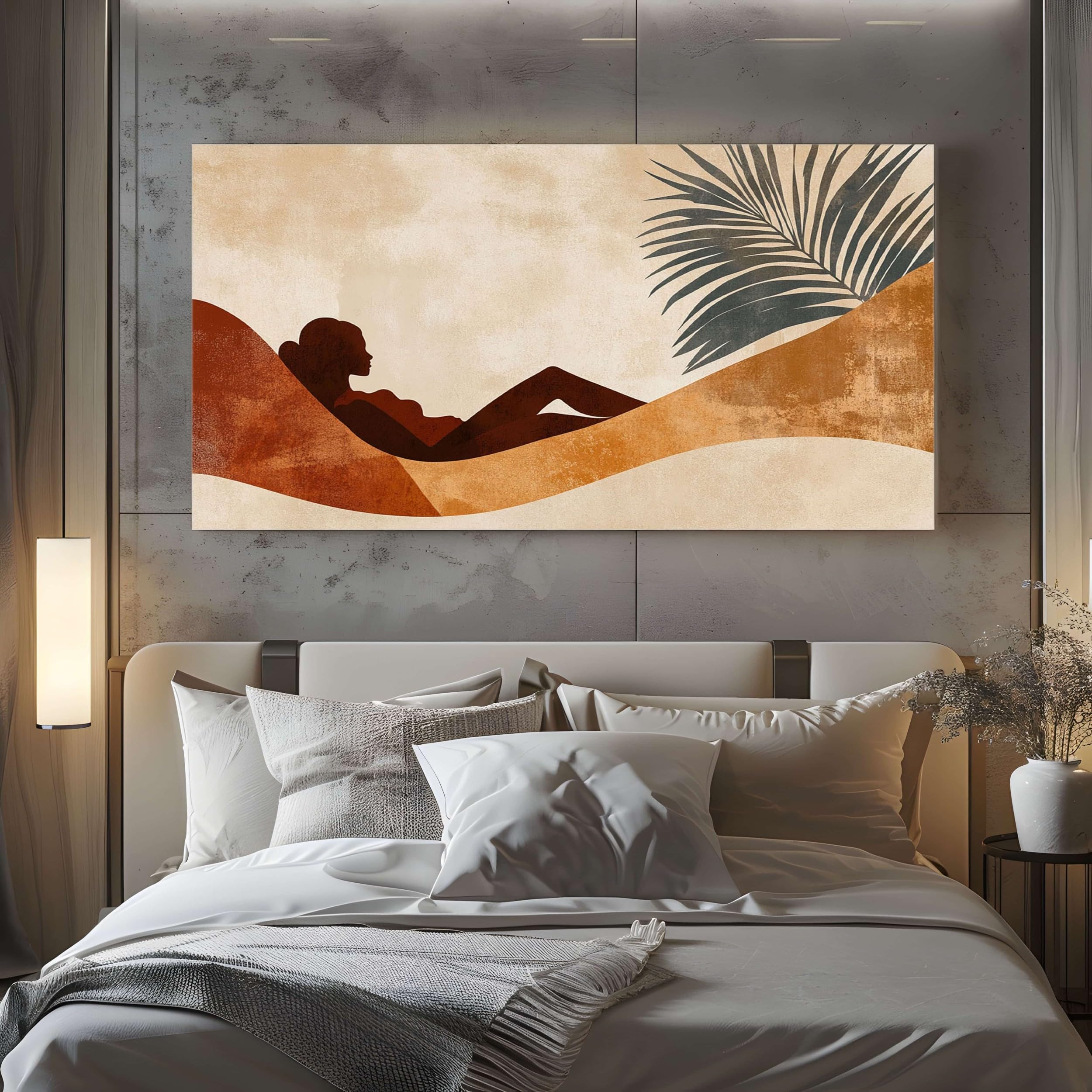 ZORYAN Tableau sur Toile Bohème Silhouette Femme Grand Format XXL 80x160 cm