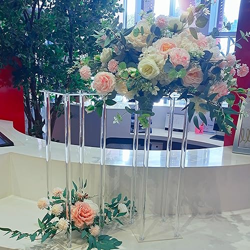 kunghei 2 piezas de 15.74 pulgadas de alto, jarrón transparente acrílico para centro de mesa de fiesta Weddind, soporte de exhibición de flores de