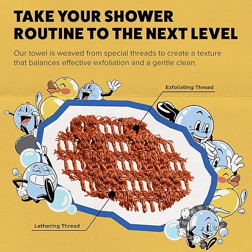 Miniatura 5 de GOSHI Toalla de ducha exfoliante  Toalla exfoliante resistente a desgarros para todo tipo de piel  Amarillo caléndula  Hecho en Japón