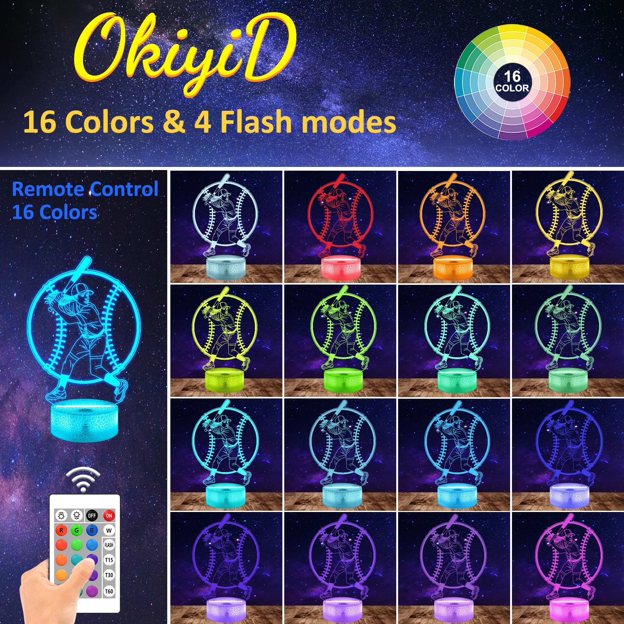 OkiyiD Softball Gifts for Girls, Light Up Softball Night Light 3D Illusion Lamp with 16 Colors Remote Control, Softball Accessories Stuff for Girls Women Best Friends Sister Birthday Xmas Gifts