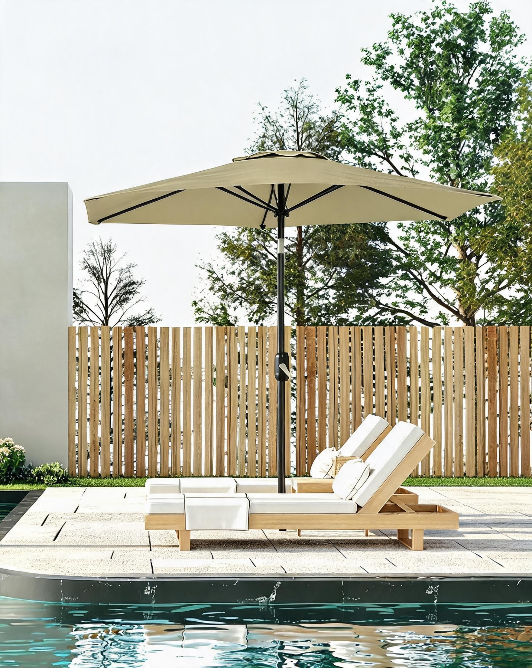 Sombrilla De Jardín LED Solar De 10 Pies, Protección Contra Los Rayos UV, Resistente a La Lluvia y Al Viento, Ideal Para Terrazas, Jardines, Balcones, Piscinas y Patios Beige