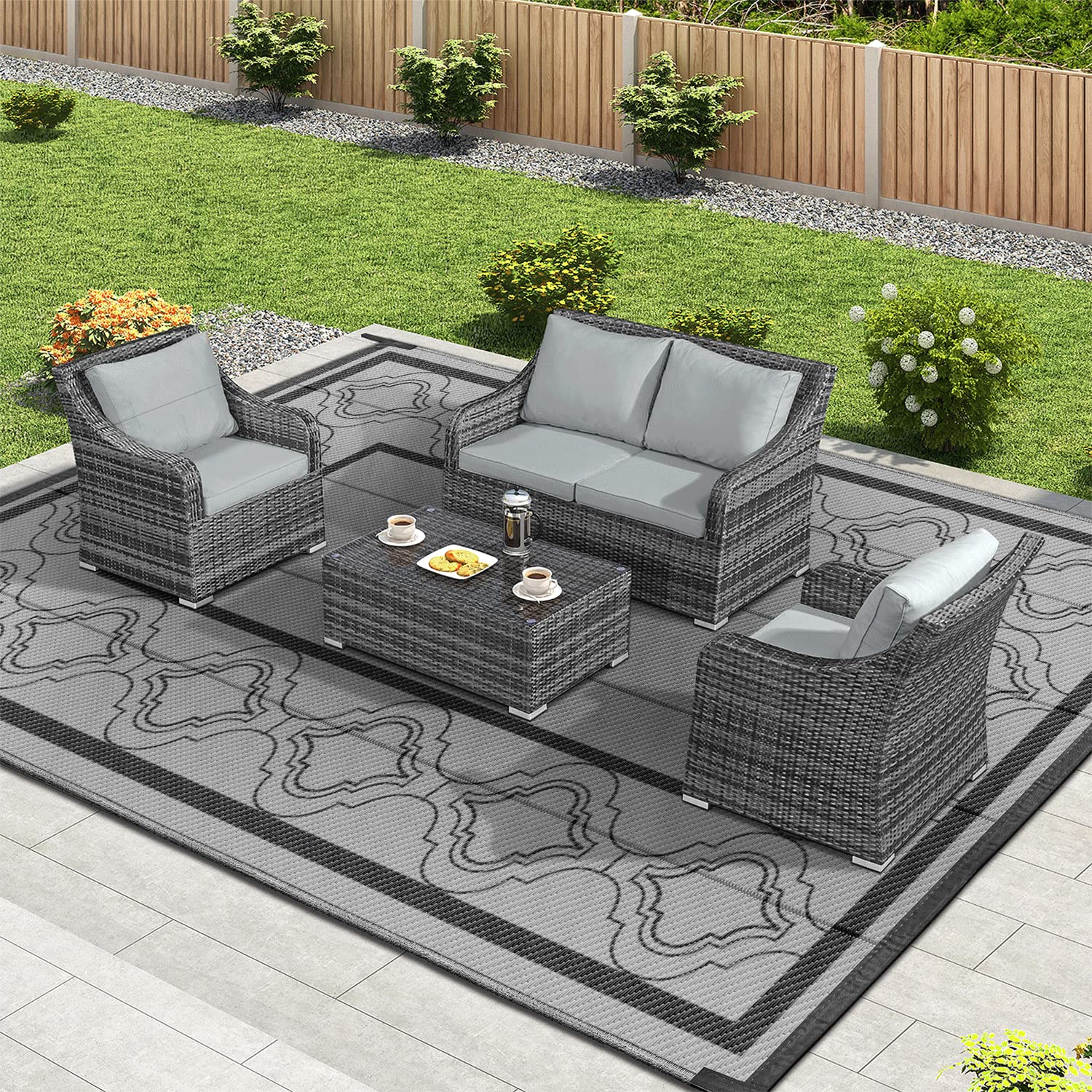 Outdoor Rug Plastic Patio mat 9X12ft Waterproof Camping Carpet