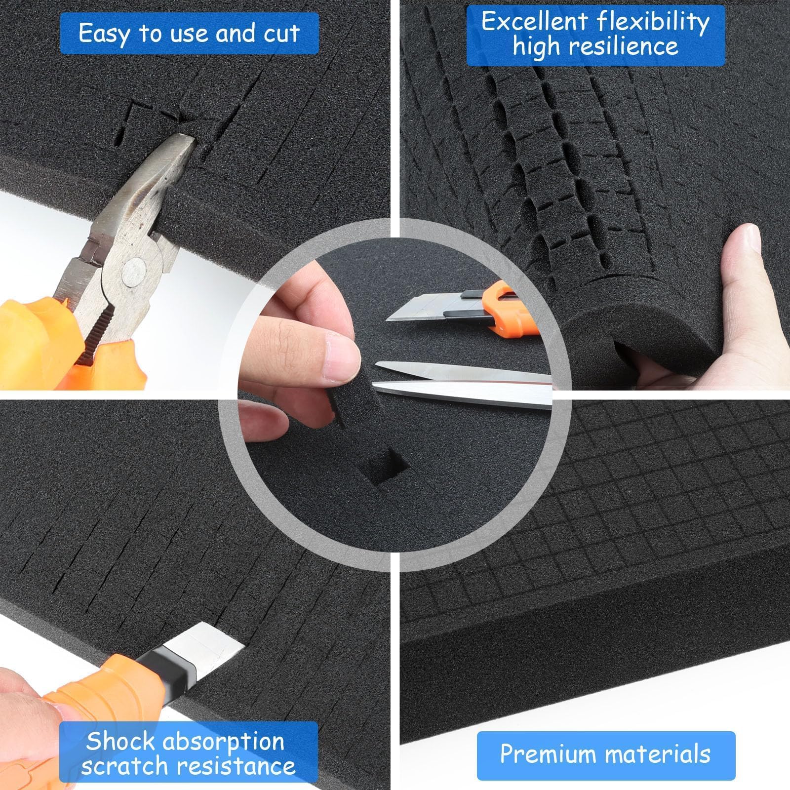 Rasterschaumstoff 2 Stück 405 x 305 x 50 mm Netzschwapp Schaumstoffeinlage Werkzeugkoffer Kamerakoffer Hochwertiger Schaumstoff Zuschnitt für Verpackung Lagerung DIY