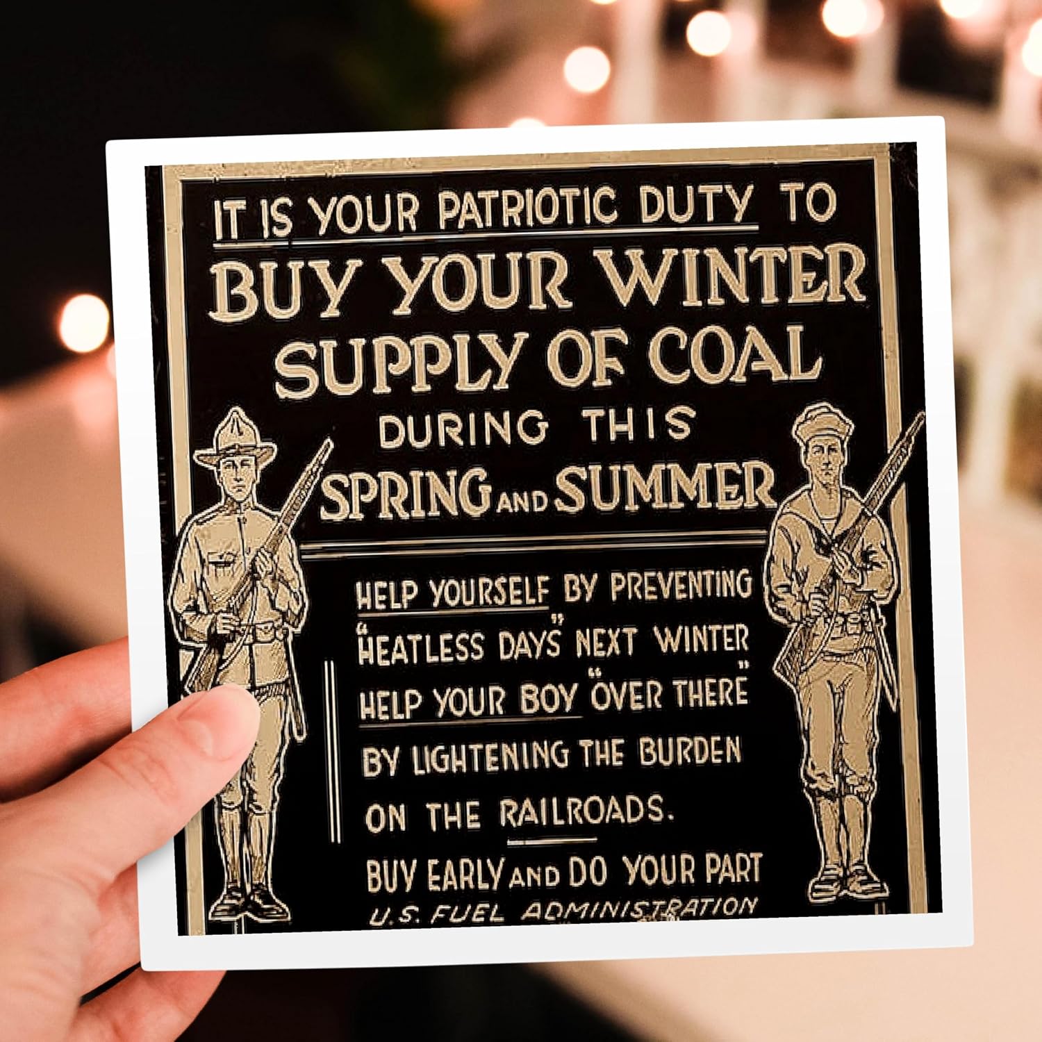 3dRose World War I Vintage Buy Your Winter Supply of Coal 3 - Greeting Cards, 6 x 6 inches, set of 12 (gc_16260_2)