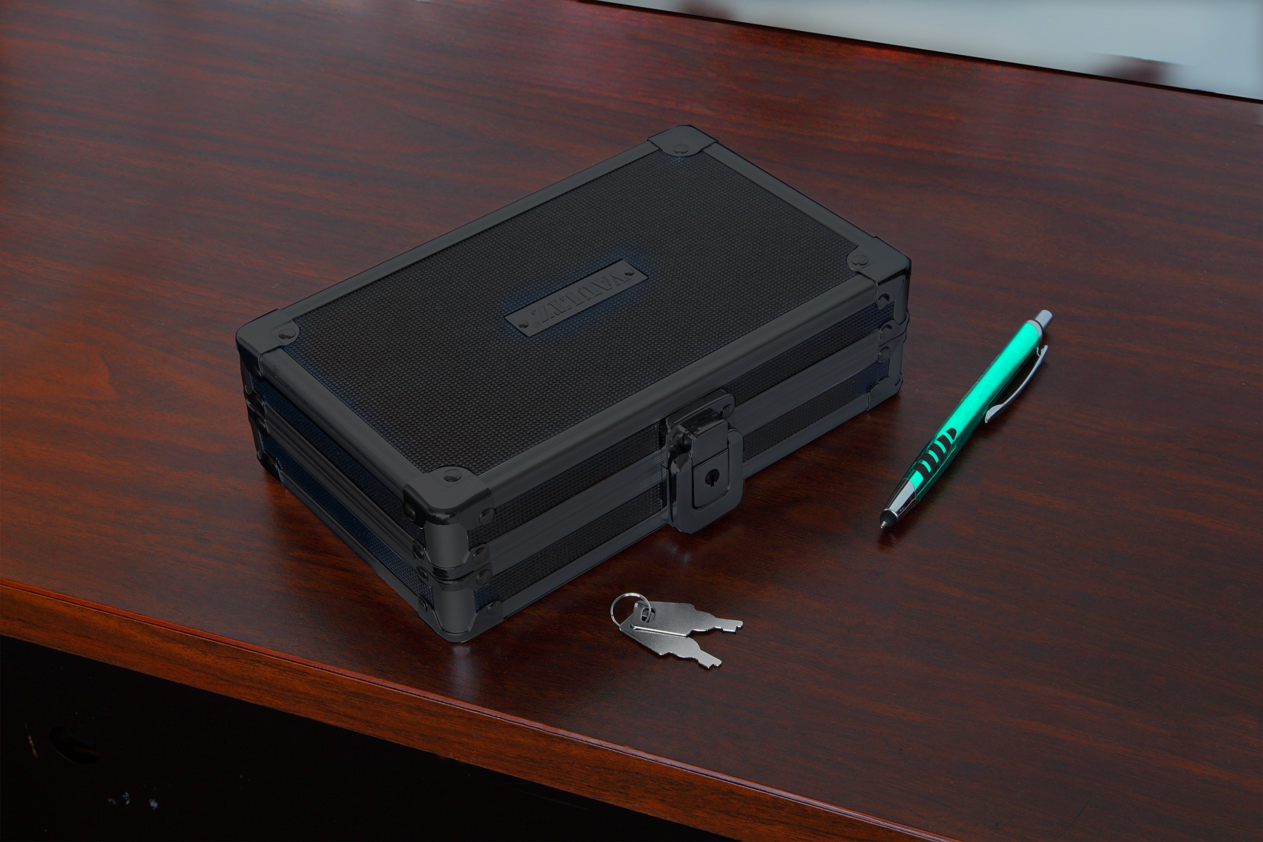 Vaultz Locking Supplies & Pencil Box with Key Lock, 5"x 2.5"x 8.5
