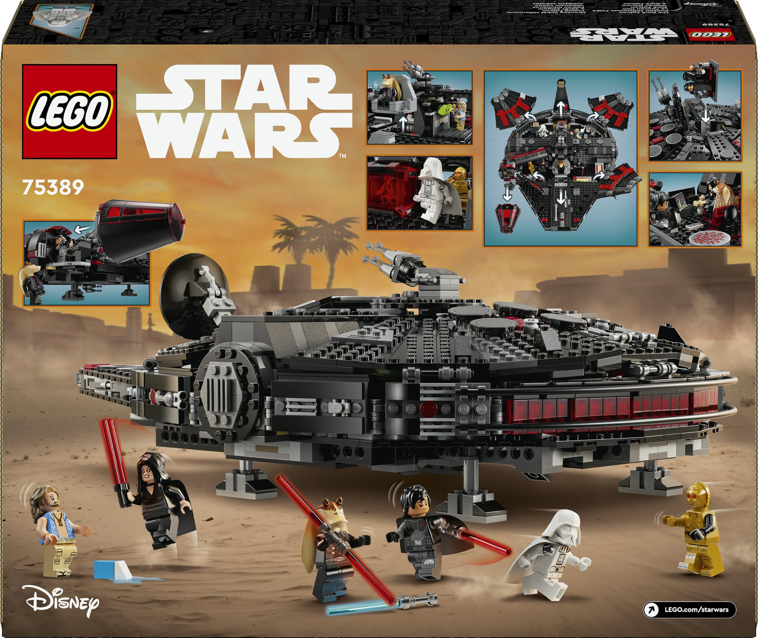 LEGO Star Wars 75389 Der Dunkle Falke – Spielzeug zum Ausstellen mit federbetriebenen Shootern, Kanonen und 6 Minifiguren, darunter C-3PO – Geschenk für Jungen ab 10 Jahren und Erwachsene