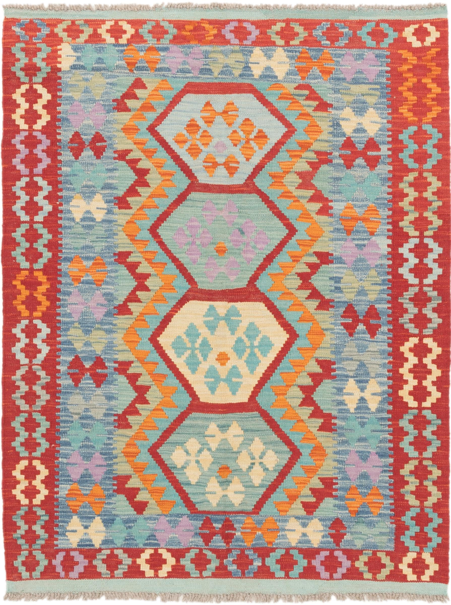 Kilim Afghan 113x145 tapis laine d'Orient tissé main pour sol froid et sans âme