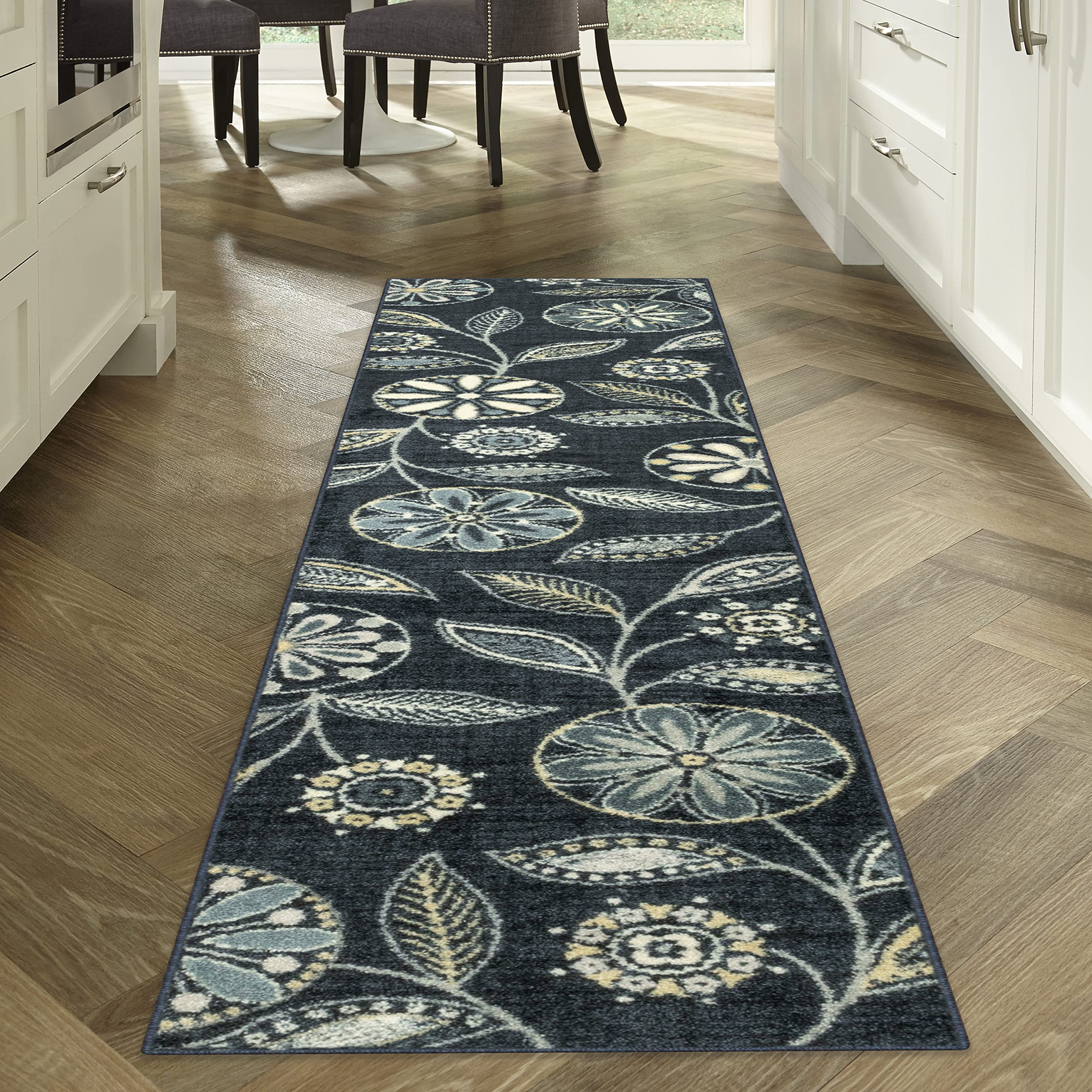 Maples Rugs Reggie Floral Runner Rug Non Skid Hallway Entry Carpet