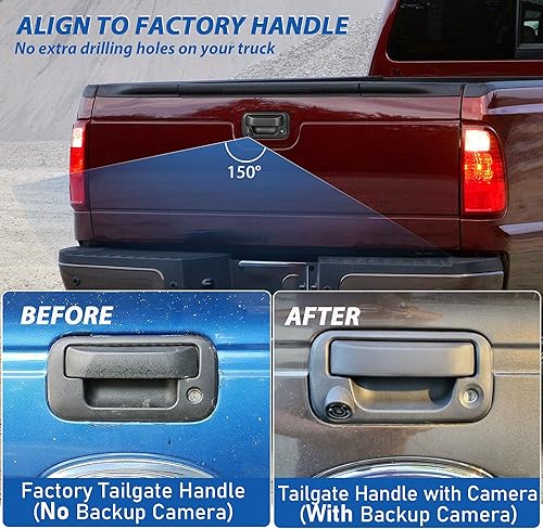 Miniatura 3 de EWAY Cámara de respaldo trasera con manija trasera para Ford F150 F250 F350 F450 F550 Super Duty Explorer Lobo 2004-2016, Lincoln Mark LT - Pestillo