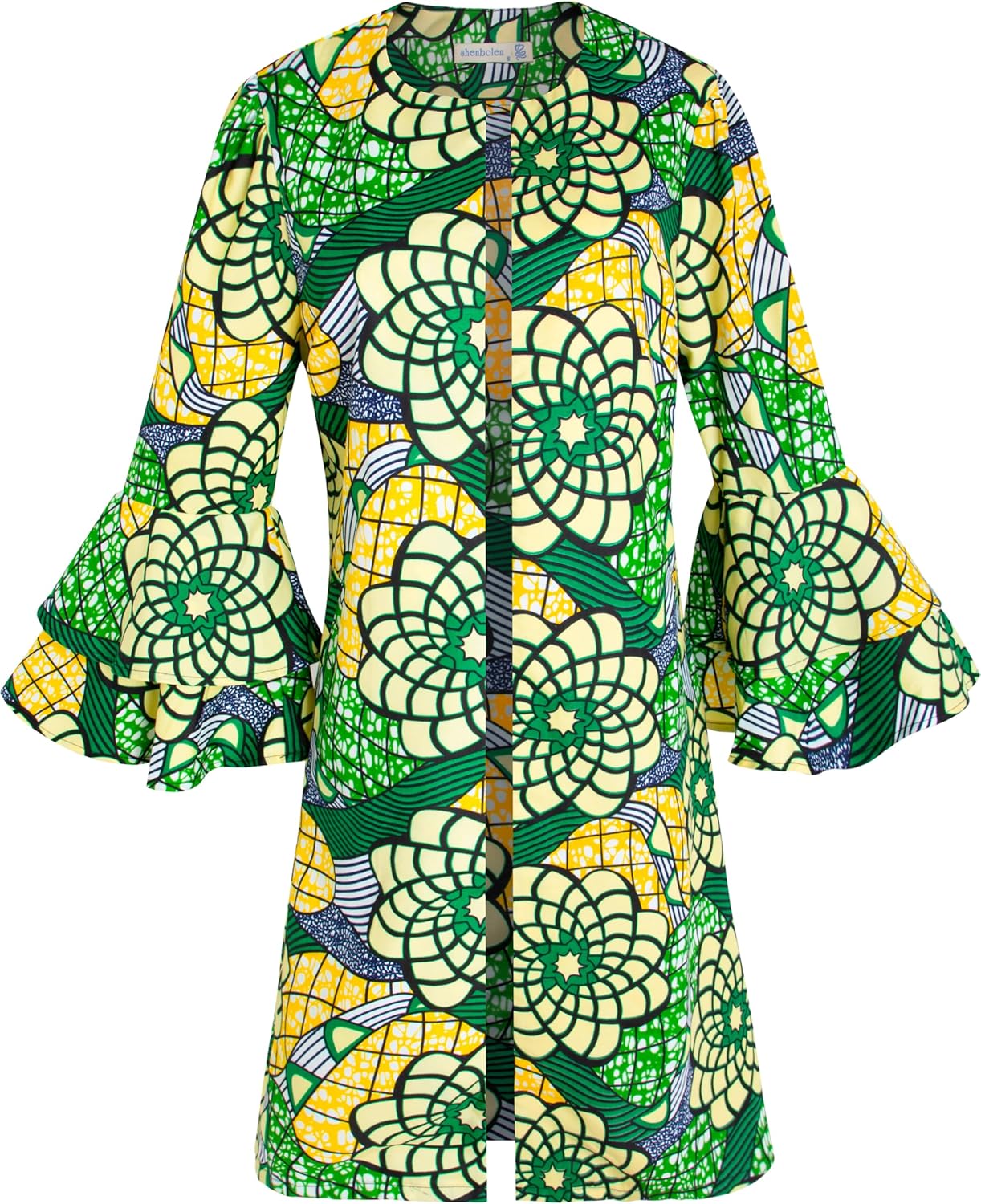 SHENBOLEN Women African Print Jacket Dashiki Traditional Top Dress