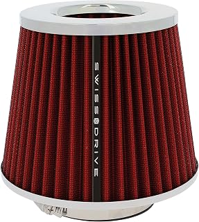 S SUMEX Filtro de Aire Universal para Coche Incluye 4 Adaptadores 60mm 65mm 70mm 77mm Filtro de Aire Abierto Entrada Alto Flujo Limpiador de Aire Color Rojo