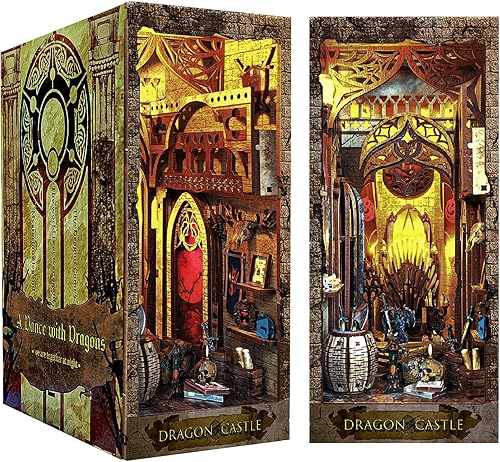 Kit de bricolaje en miniatura de rincón de libro, modelo 3D de madera, juguetes de casa de muñecas con luz LED para adolescentes adultos, casa de