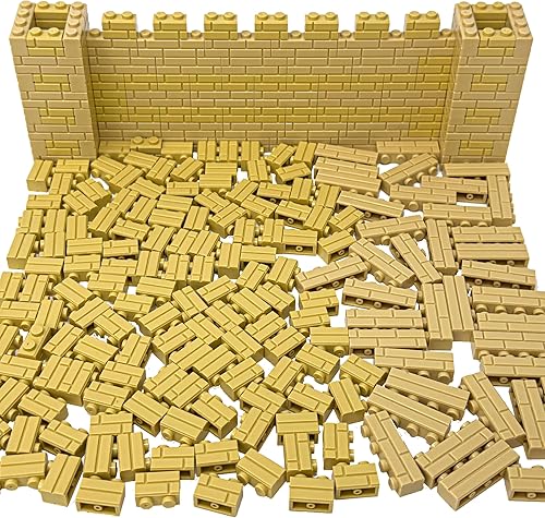 Juego de 265 piezas de ladrillos de perfil de mampostería bronceados para piezas y piezas de pared de ladrillo a granel, castillo de ciudad,