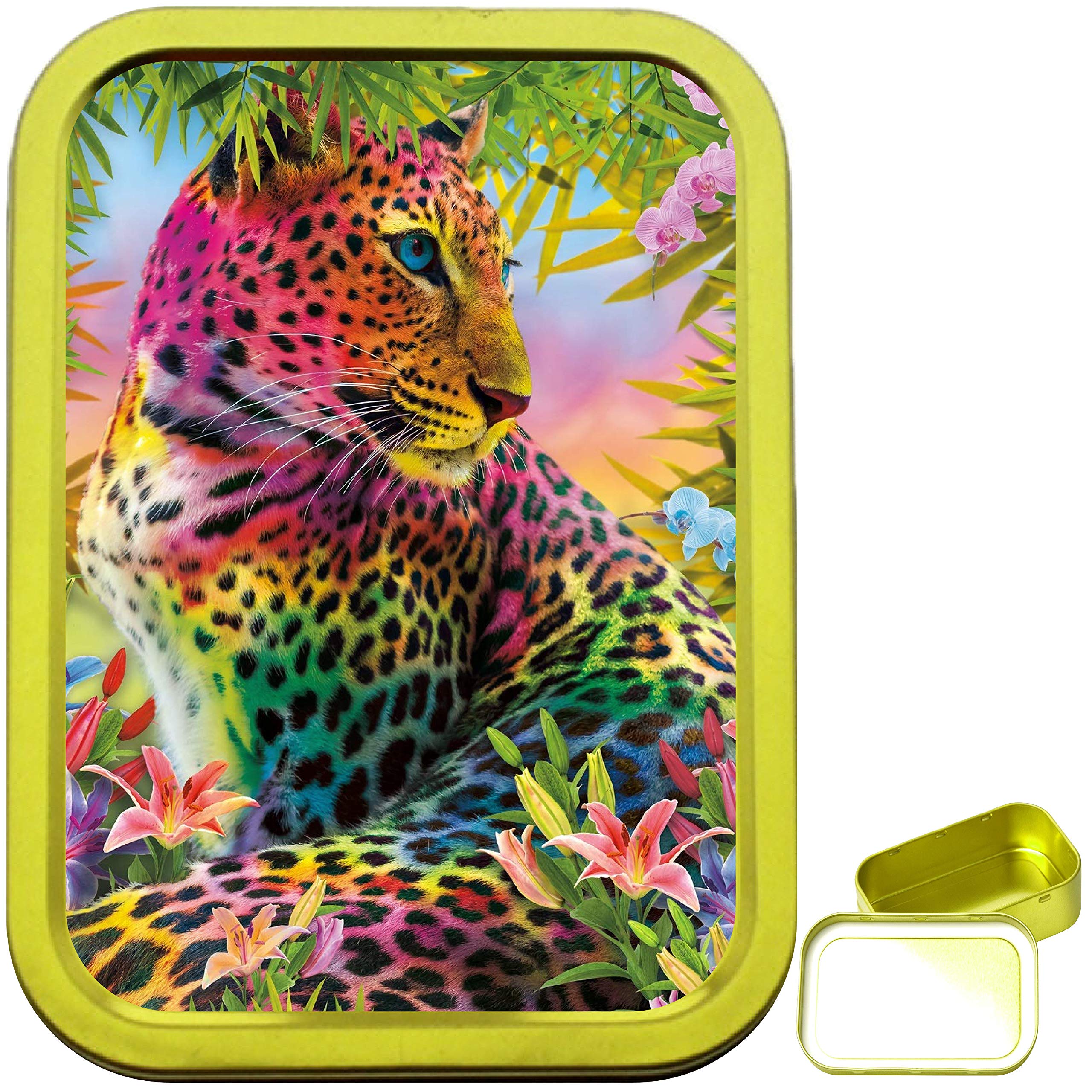 Teez Gold Colourful Leopard 2Oz Tobacco Tin, 2Oz Tobacco Tin, Airtight Tobacco Tin