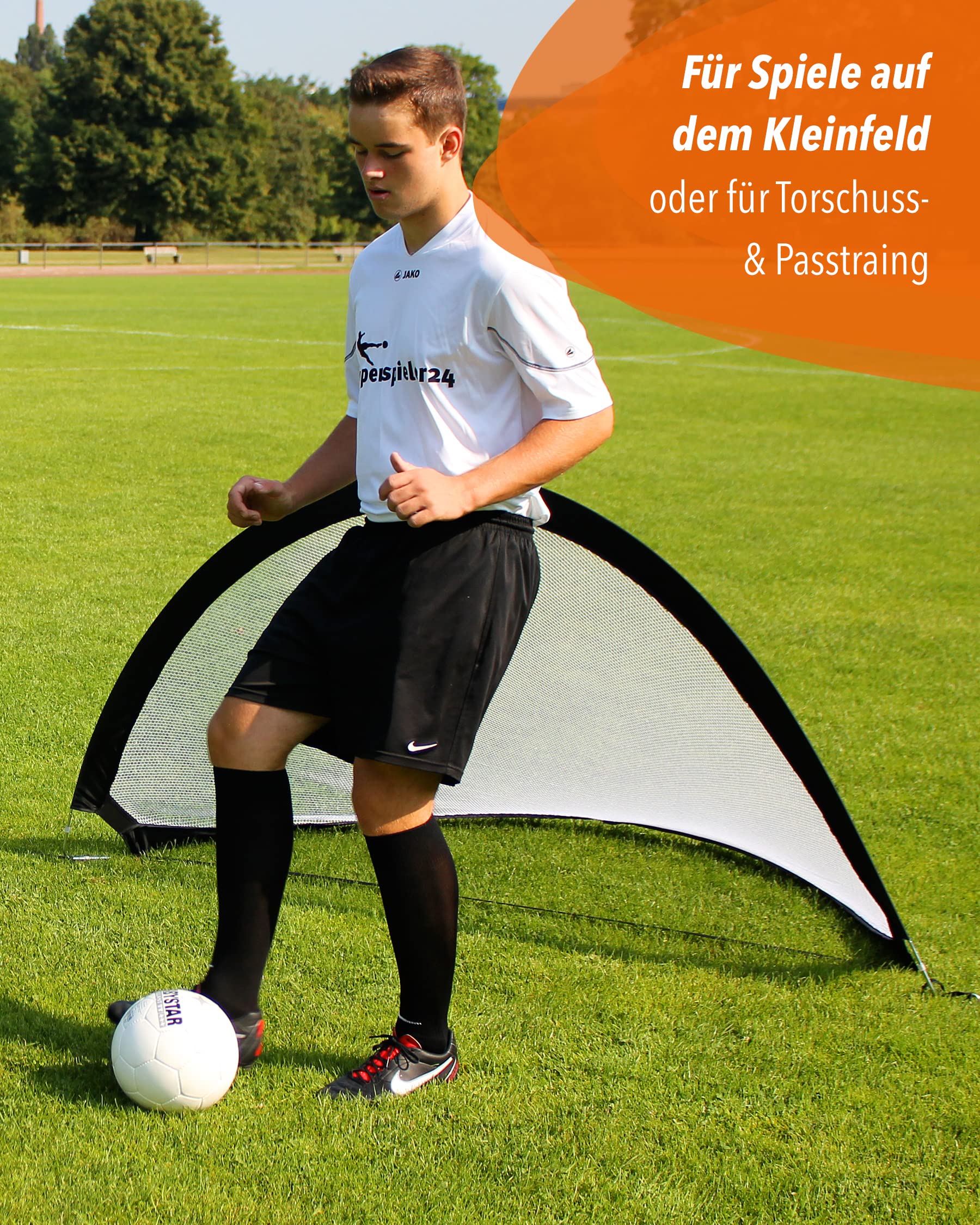 Fußballtore 2er-Set Pop-Up-Tore 180 x 90 cm faltbar mit Tragetasche