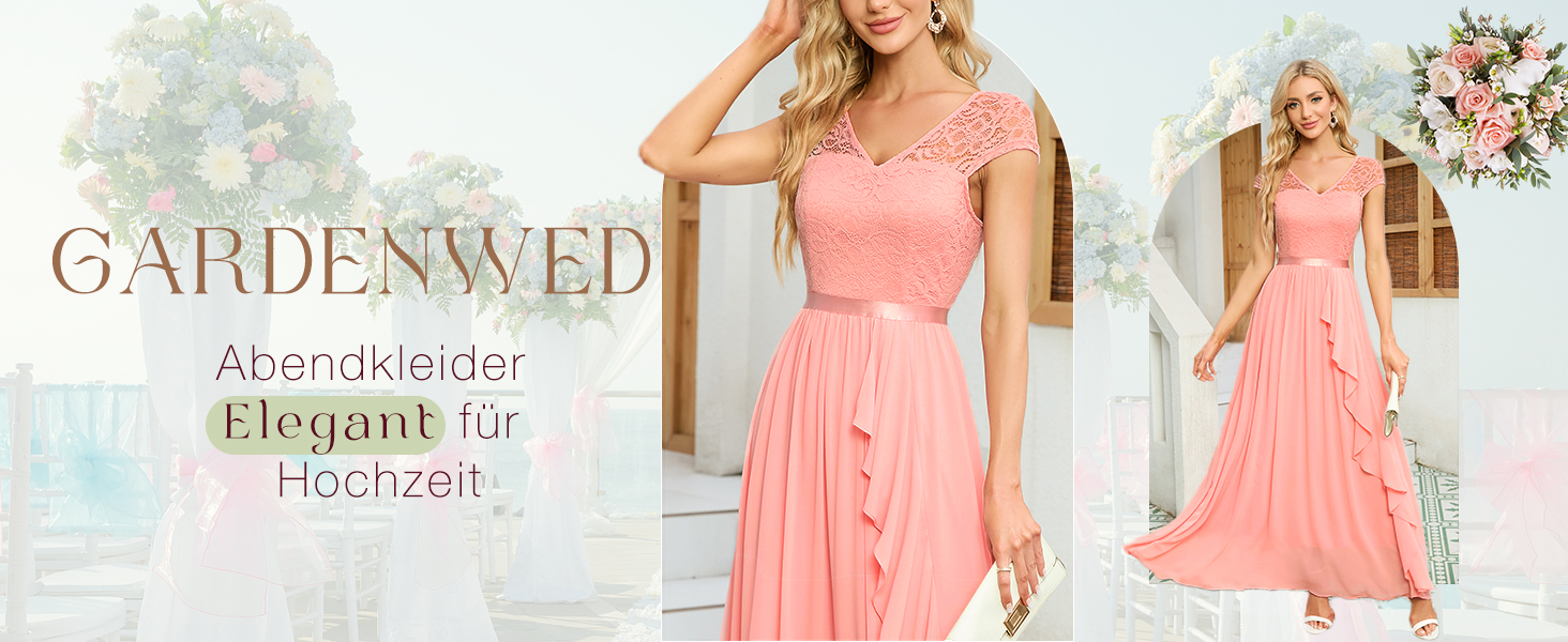 Robe De Soirée Femme Longue Mousseline Chic Élégante - Mariage Invité Bal Promo