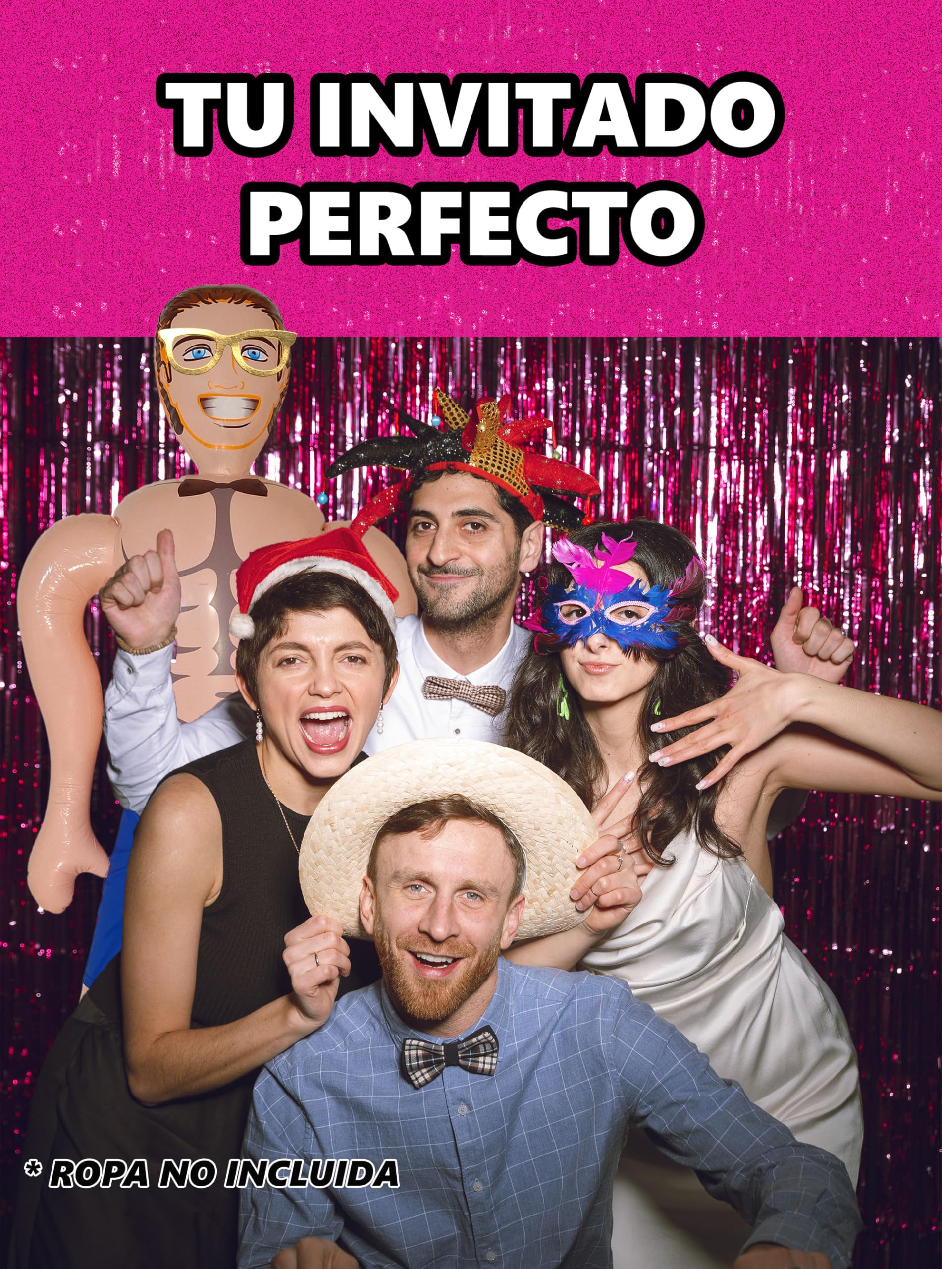 Muñeco Hinchable Hombre para Fiestas, Photocall Bodas y Despedidas de Soltera. 150 cm