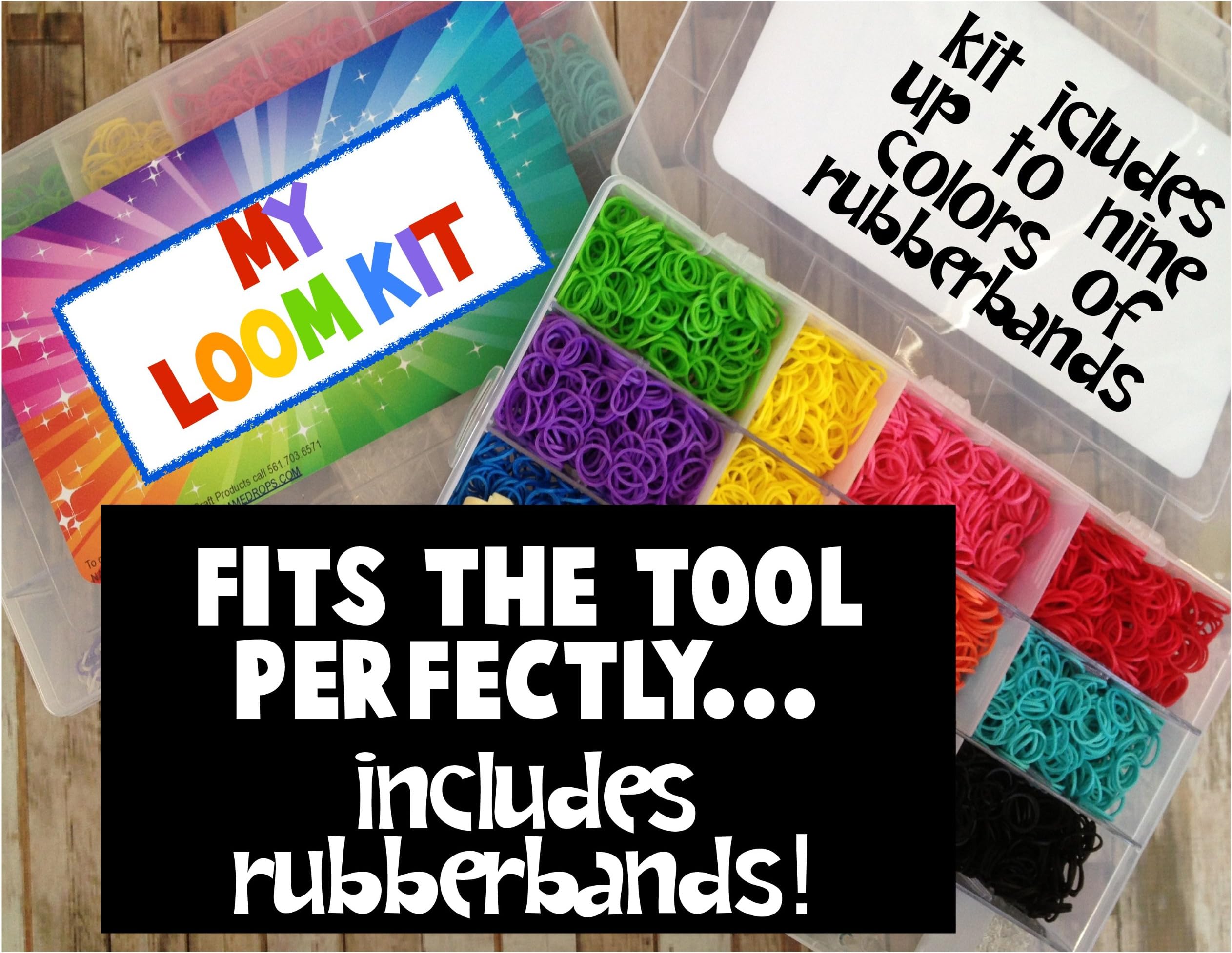 Colorful Loom Mini Storage Box with Rubber Bands
