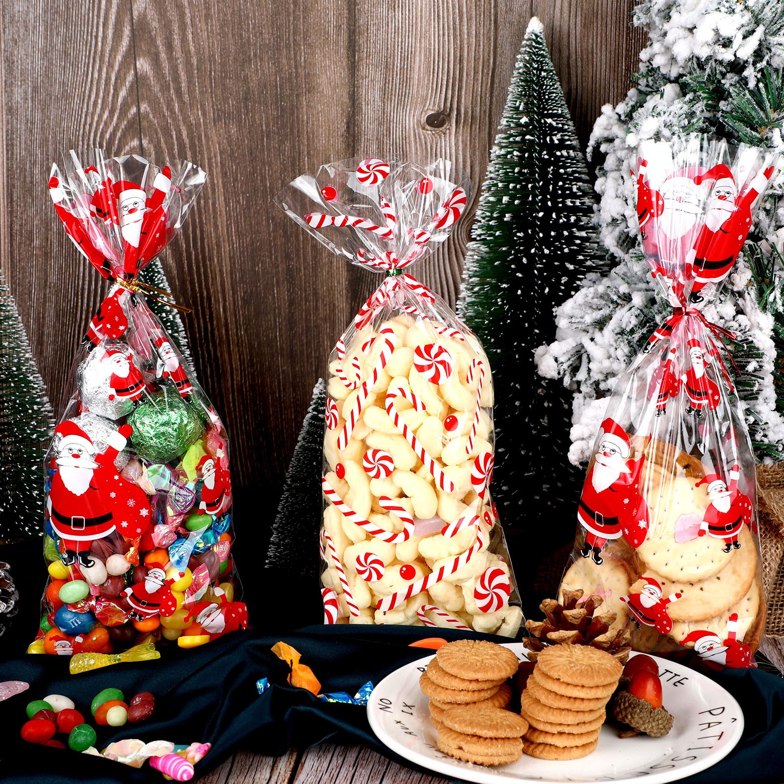 LOKIQNG Lot De 200 Sacs En Cellophane Transparents Avec Attaches