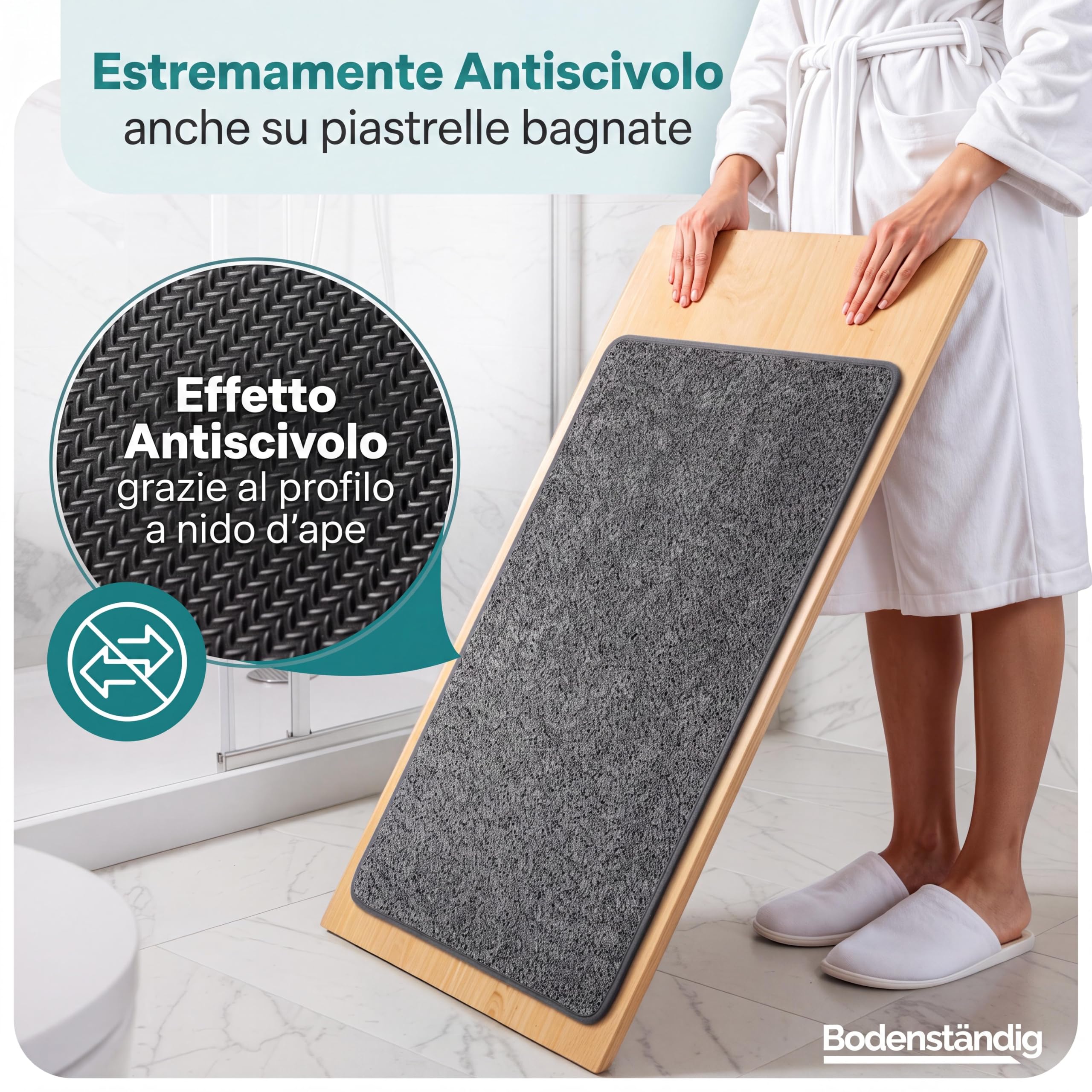 Bodenständig® Tappetino da bagno antiscivolo - tappetino grigio scuro