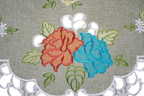 Miniatura 4 de Bordado colorido suroeste rosa sobre mantel individual redondo verde, mantel individual (redondo de 15 pulgadas)