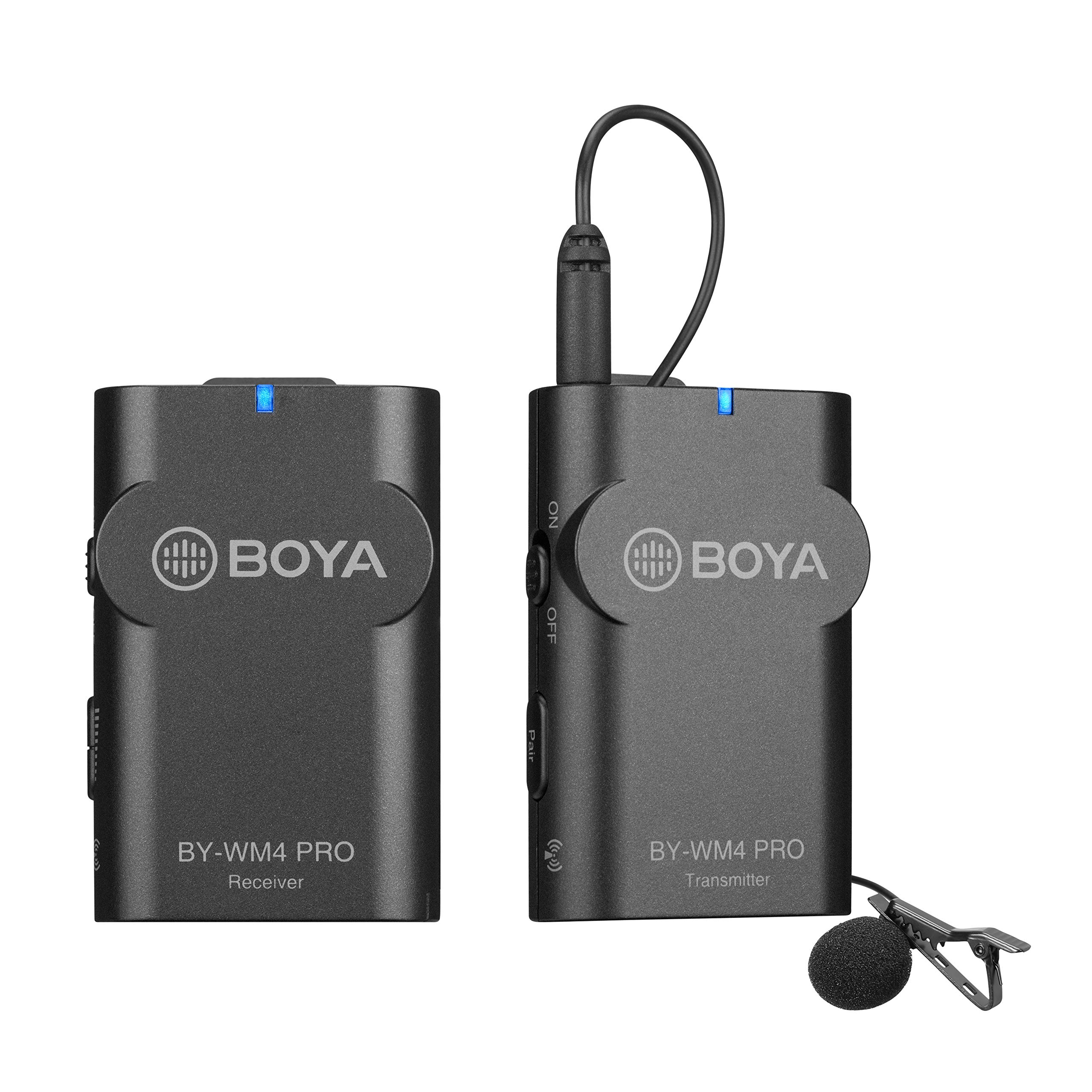 Boya by-WM4 MKII 2.4GHz Wireless Lavalier Microphone System for DLSR, Mirrorless & Video Cameras, Smartphones, Tablets, PCs and More