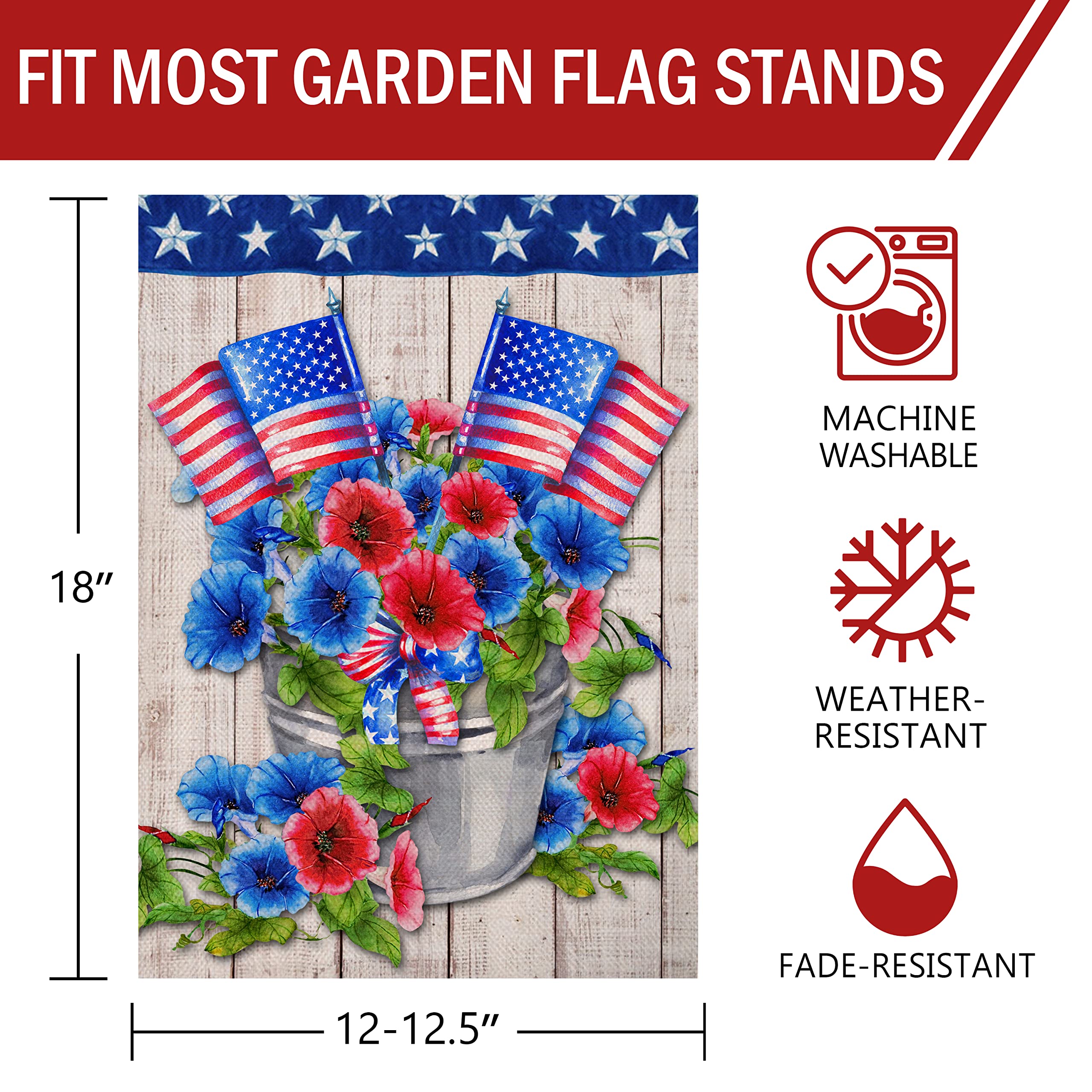 Furiaz Gartenflagge Patriotische Morning Glory – 32,5 X 45,7 Cm, Wetterfest & Doppelseitig | Für Garten, Terrasse & Hausdekor
