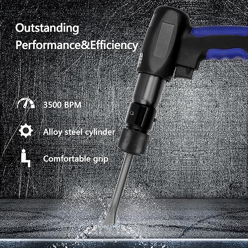 Miniatura 4 de YON.SOU. Juego de martillo de aire de 13 piezas con 5 cinceles, retenedor de cambio rápido y retenedor de resorte, martillo de cincel de aire de